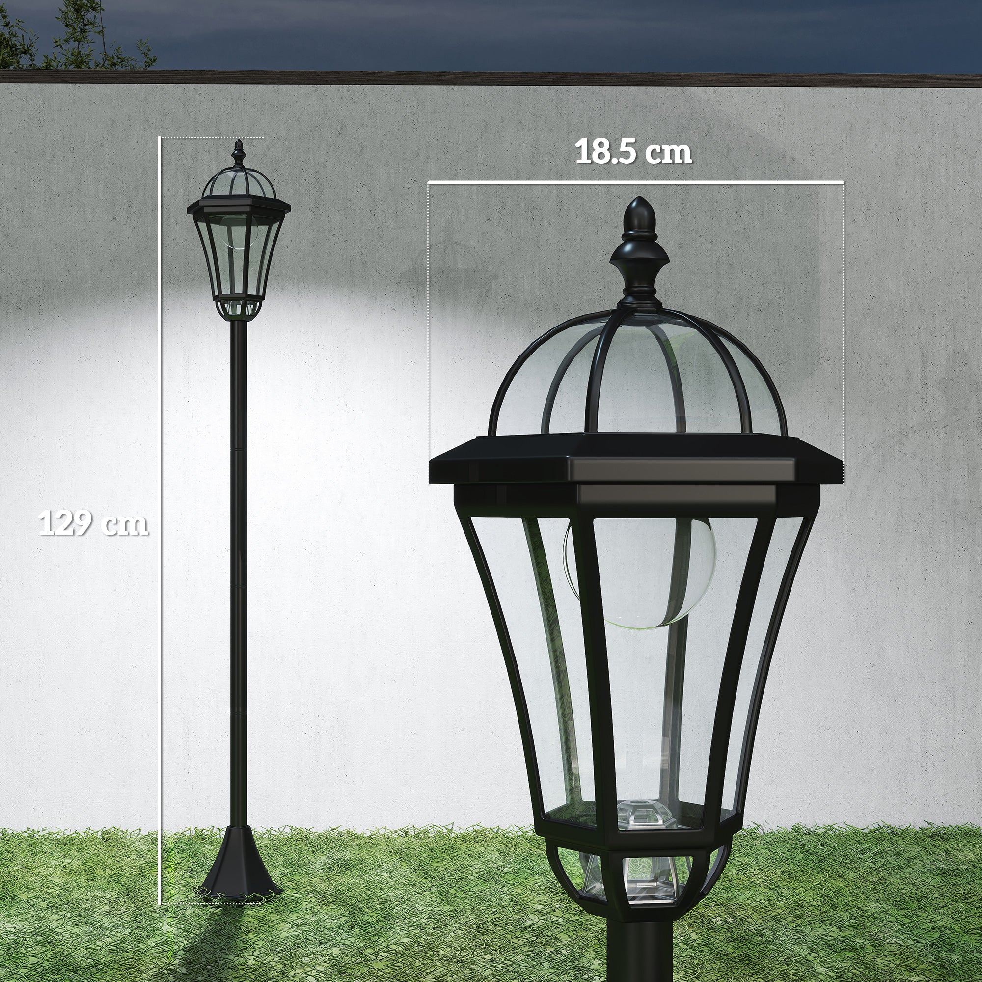 Outsunny 2 PCS LED Garden Lights Lamp Solar Powered Lantern Auto Switch Patio - Image 4