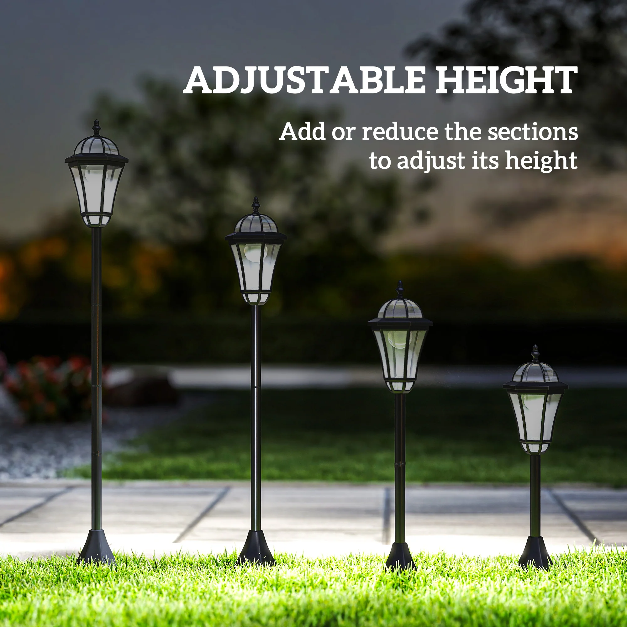 Outsunny 2 PCS LED Garden Lights Lamp Solar Powered Lantern Auto Switch Patio - Image 5