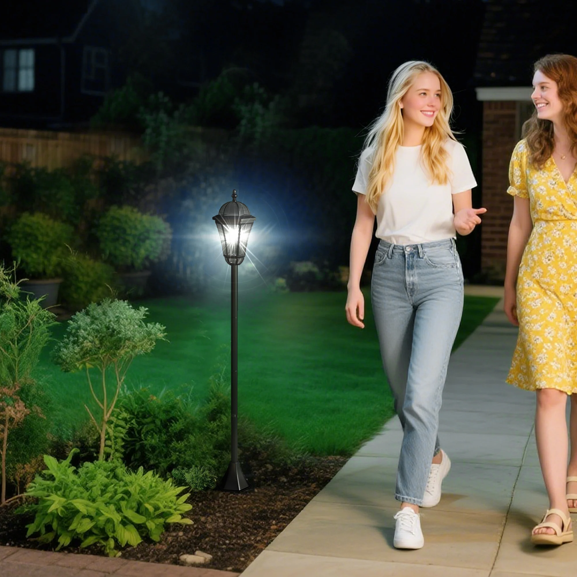 Outsunny 2 PCS LED Garden Lights Lamp Solar Powered Lantern Auto Switch Patio - Image 8
