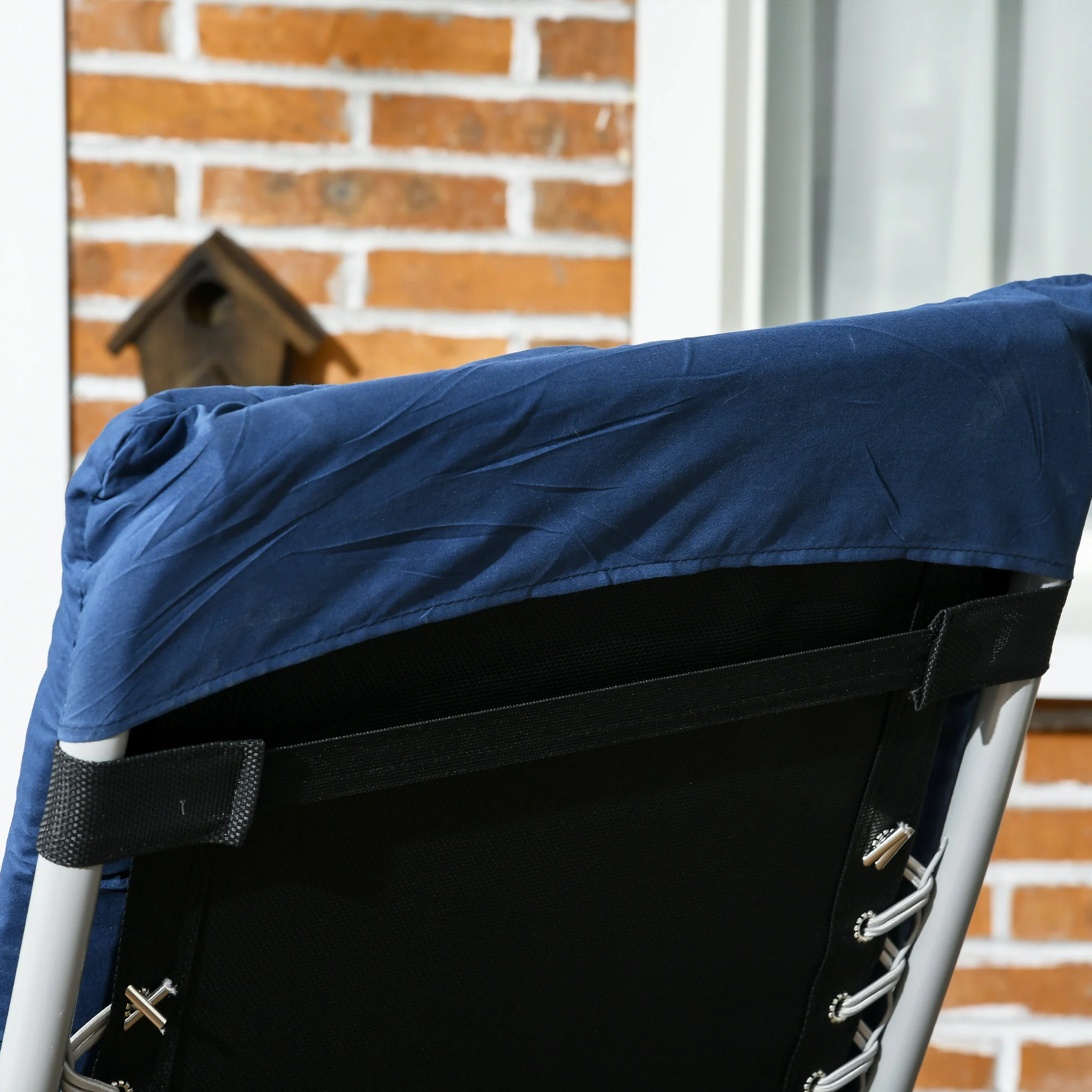 Outsunny 2 PCS Reclining Zero Gravity Chair Folding Lounger Cushion Blue - Image 9