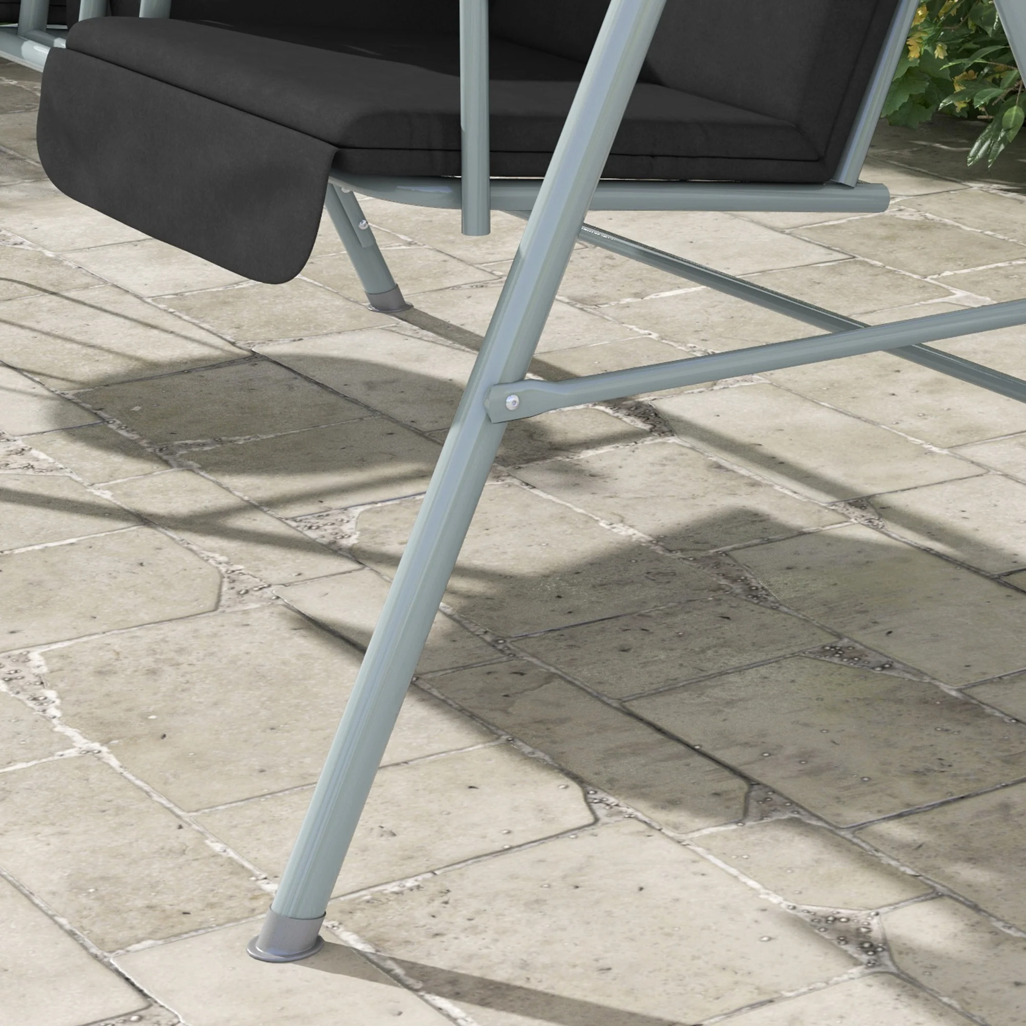 Outsunny 2 Person Covered Patio Swing with Pivot Table & Storage Console Black - Image 9