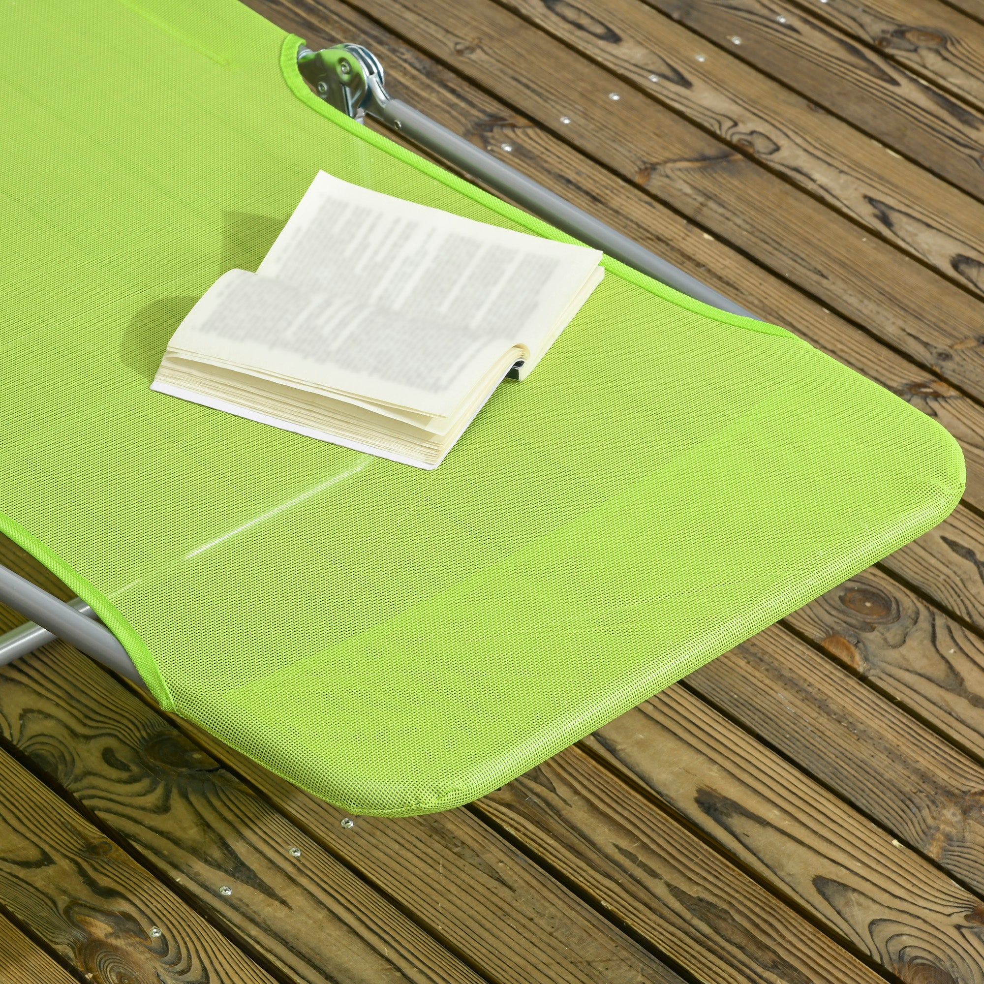 Outsunny 2 Piece Folding Sun Loungers with Adjustable Backrest, Pillow, Green - Image 8