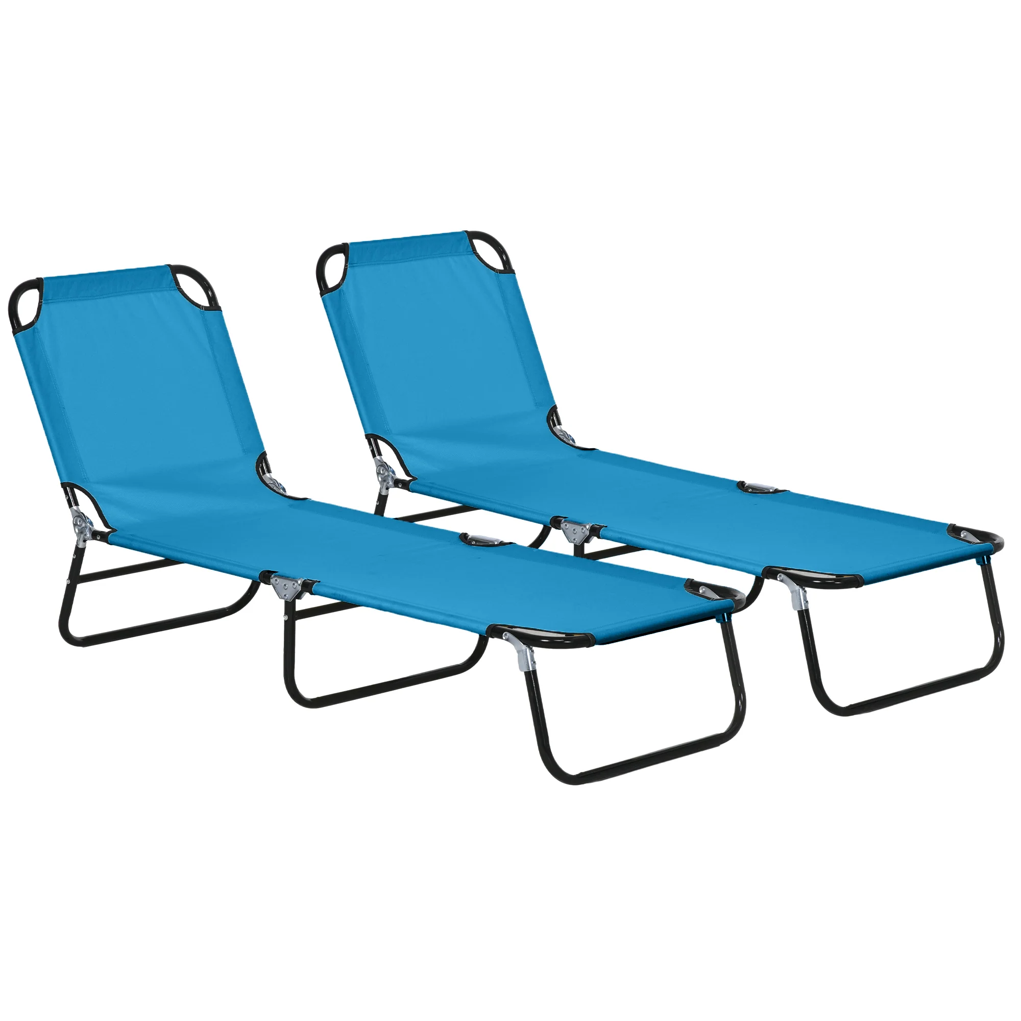Outsunny 2 Piece Reclining Chaise Lounge with Adjustable Backrest, Sky Blue