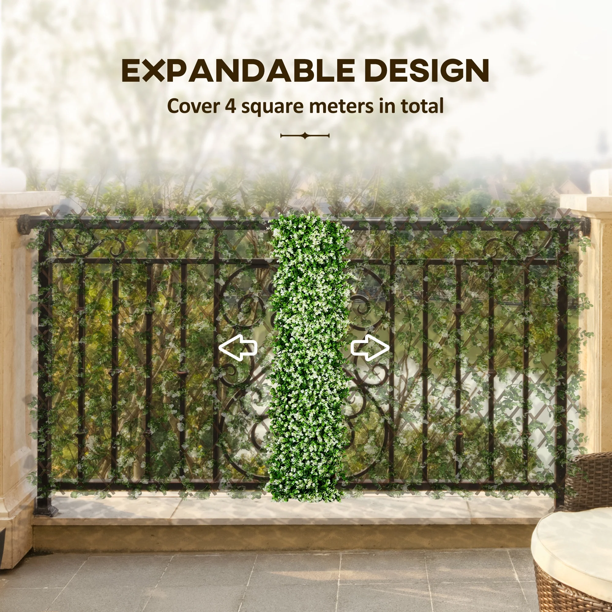 Outsunny 2 Pieces Decorative Trellis with Artificial Leaves, 2m x 1m, Eucalyptus - Image 3