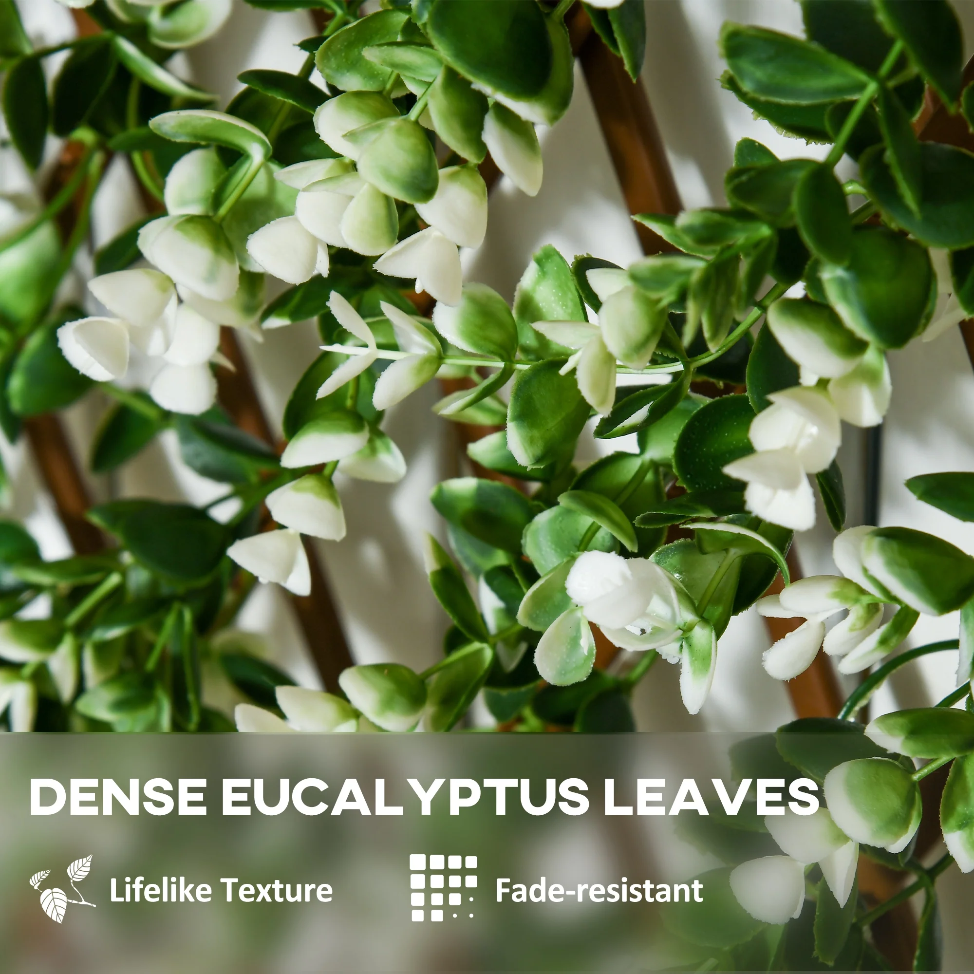 Outsunny 2 Pieces Decorative Trellis with Artificial Leaves, 2m x 1m, Eucalyptus - Image 4