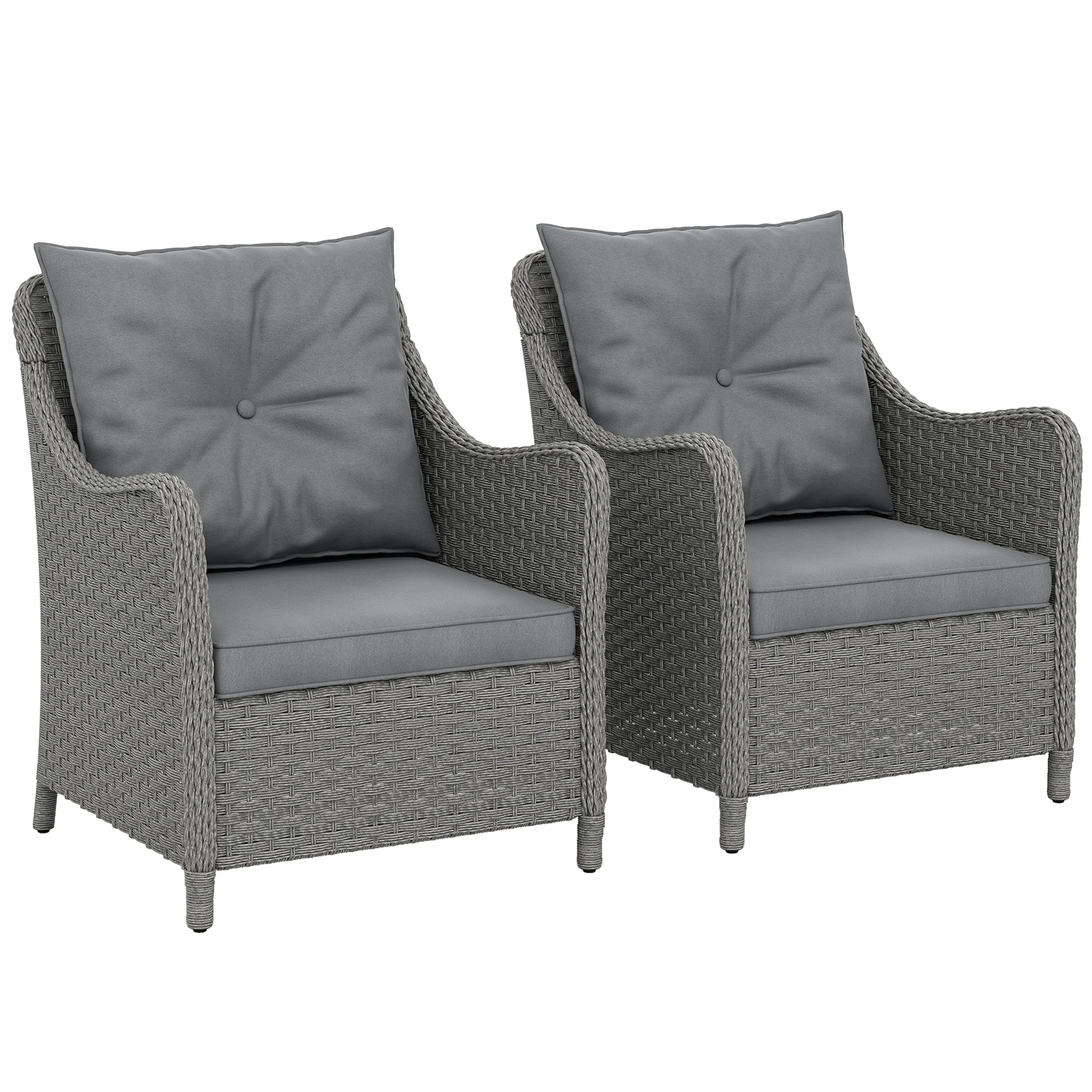 Outsunny 2 Pieces Rattan Garden Chairs, Cushioned Rattan Chairs - Image 10