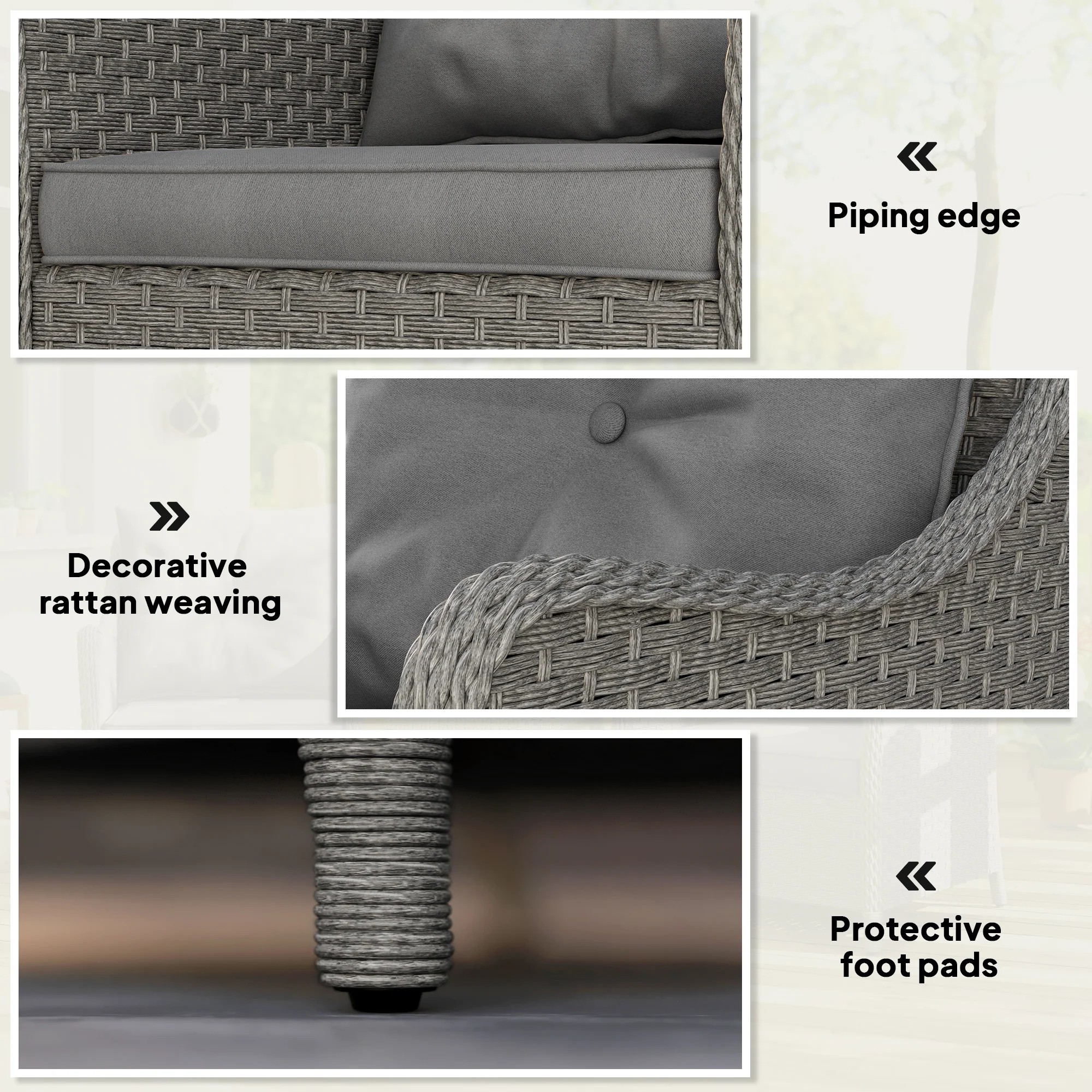 Outsunny 2 Pieces Rattan Garden Chairs, Cushioned Rattan Chairs - Image 16
