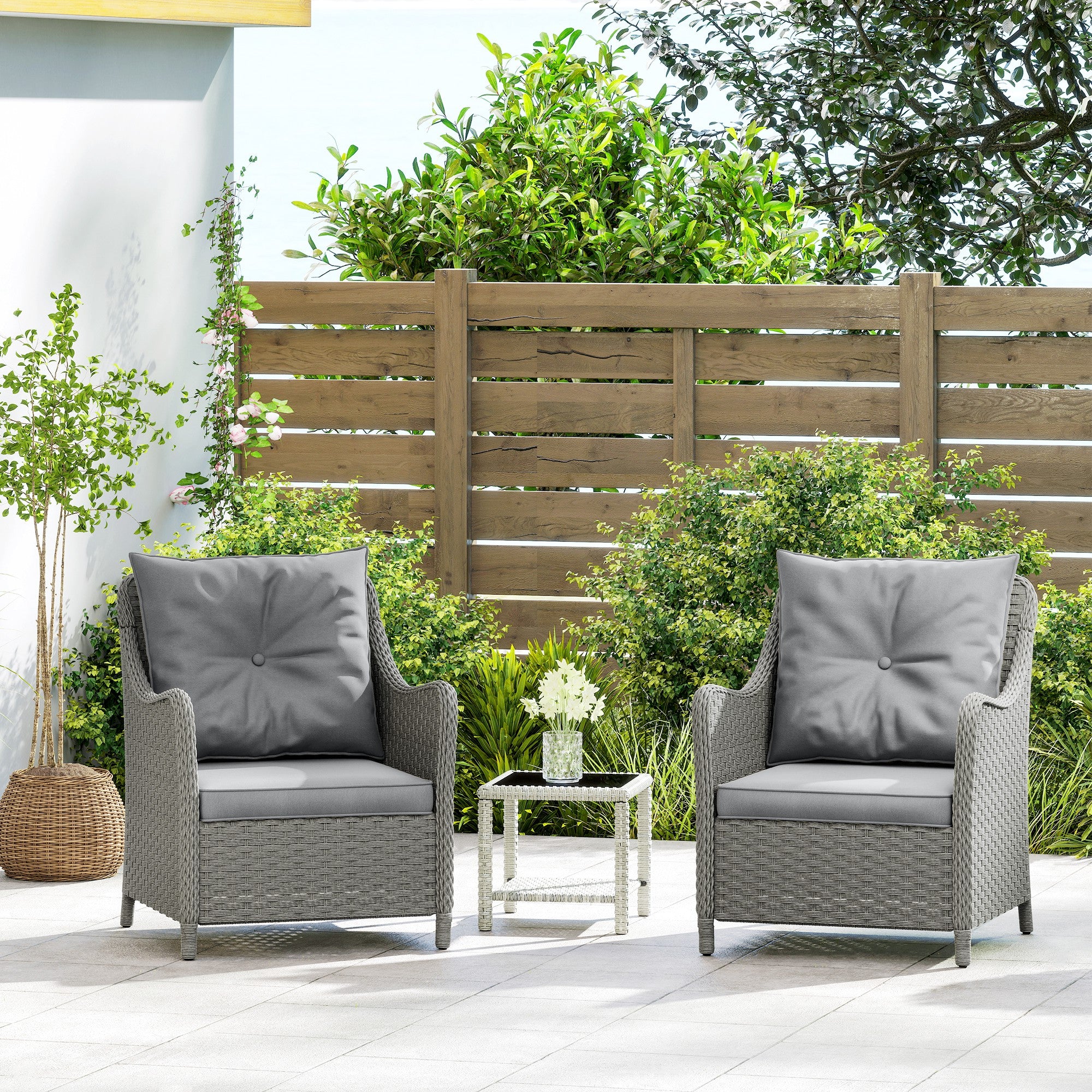Outsunny 2 Pieces Rattan Garden Chairs, Cushioned Rattan Chairs - Image 18
