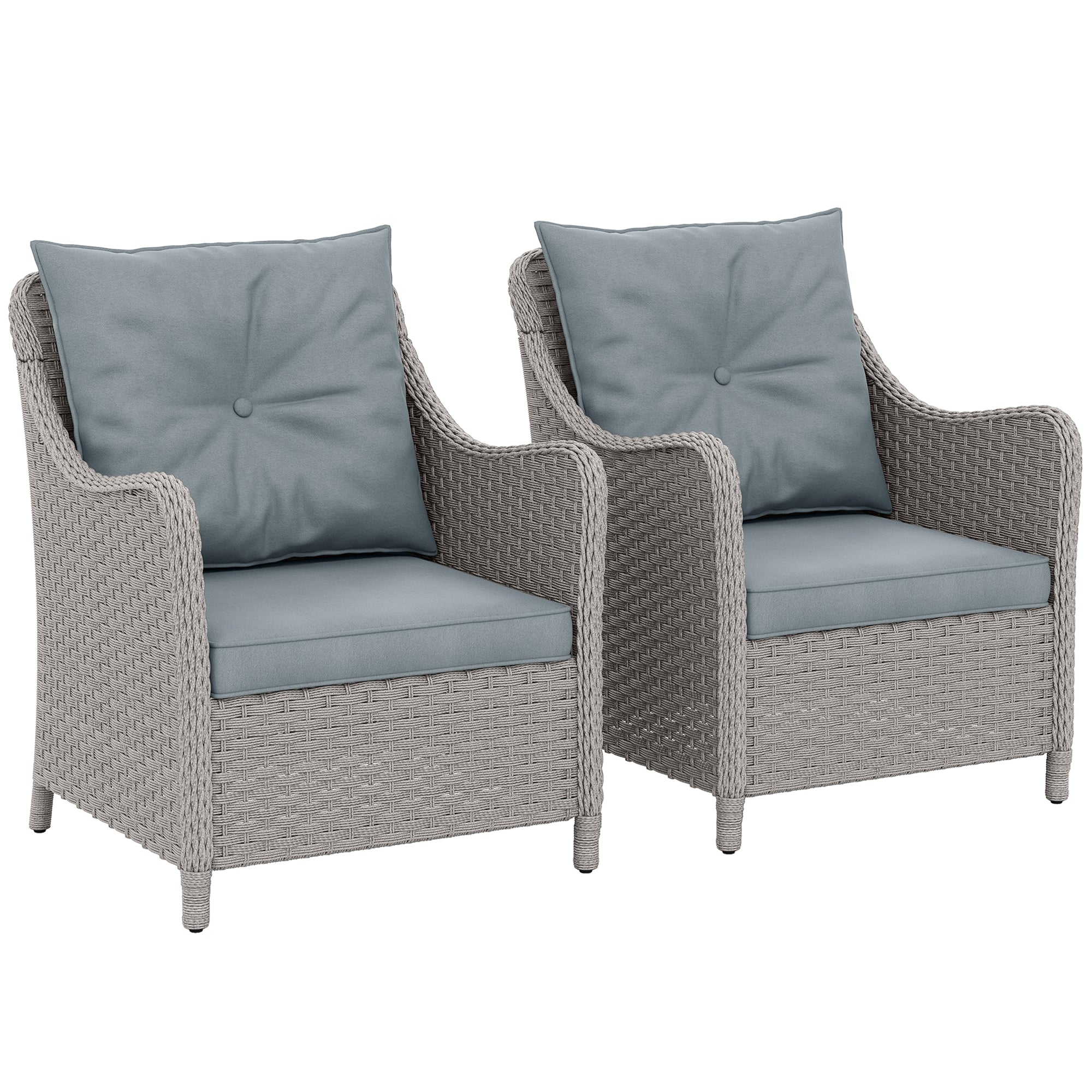 Outsunny 2 Pieces Rattan Garden Chairs, Cushioned Rattan Chairs - Image 19