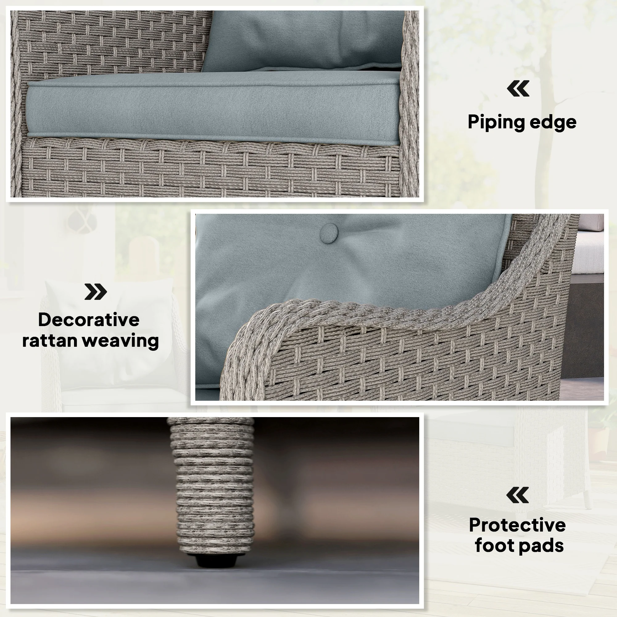 Outsunny 2 Pieces Rattan Garden Chairs, Cushioned Rattan Chairs - Image 25