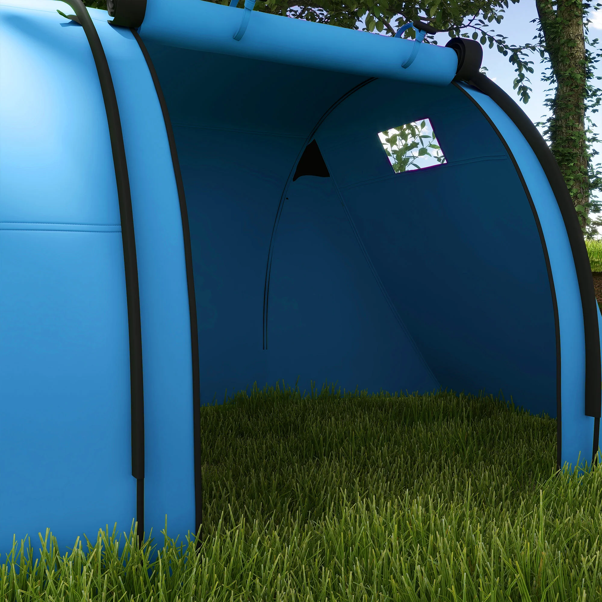 Outsunny 2 Room Camping Family Tent for 3-4 Man, 3000mm Waterproof, Sky Blue - Image 8