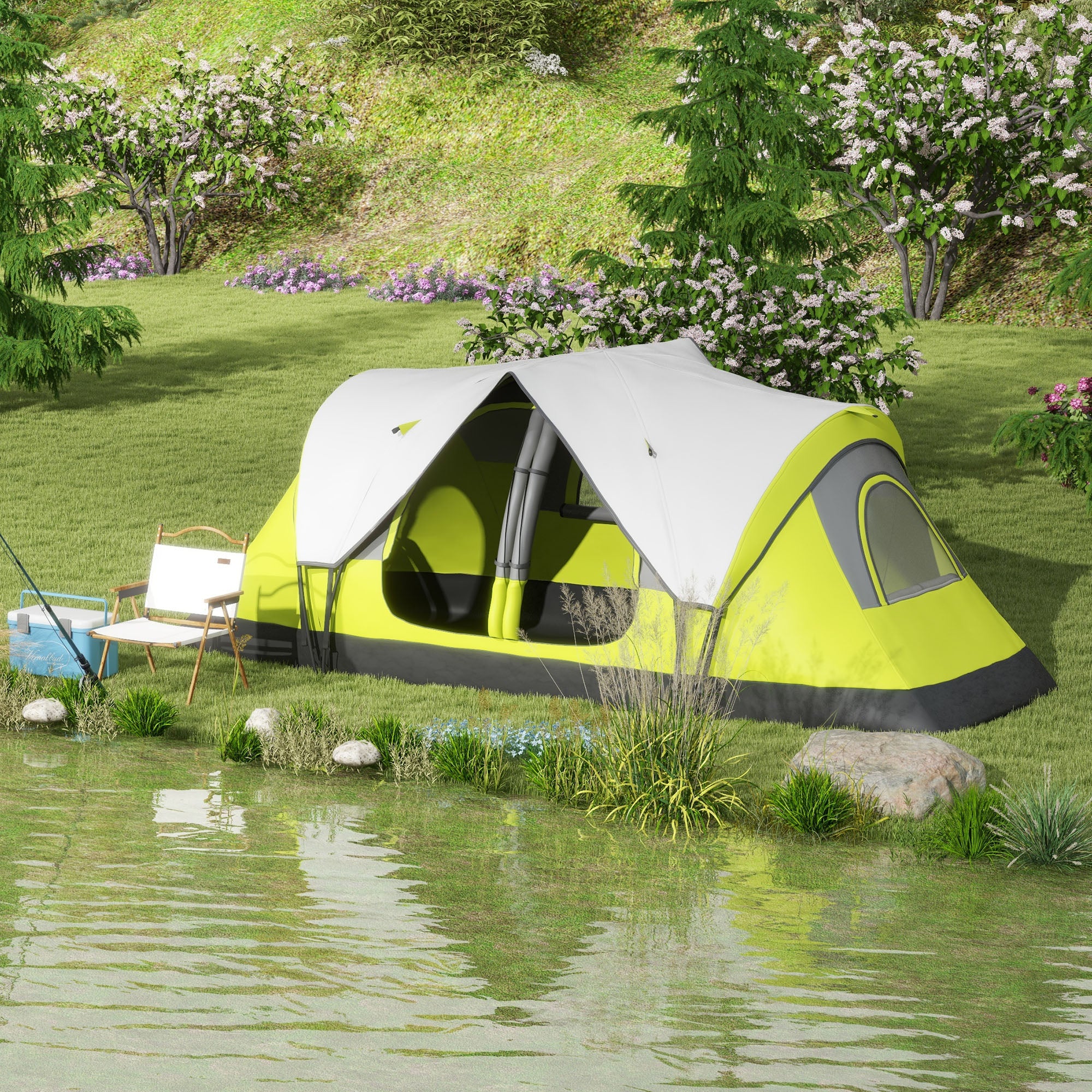 Outsunny 2 Room Camping Tent with Waterproof Rainfly & Screen Panels - Image 11