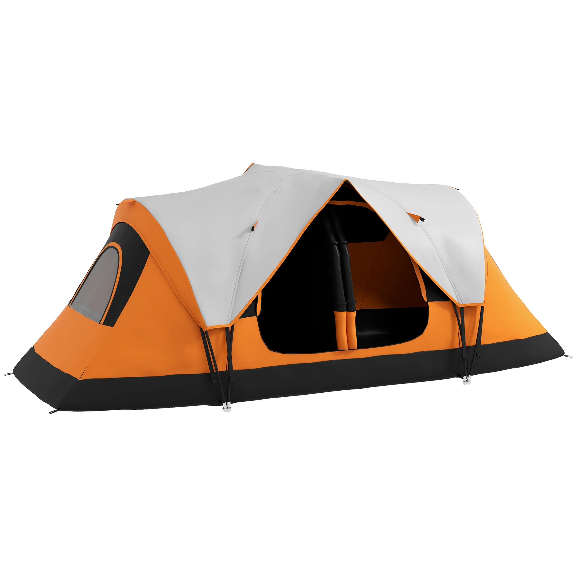 Outsunny 2 Room Camping Tent with Waterproof Rainfly & Screen Panels Orange - Image 10