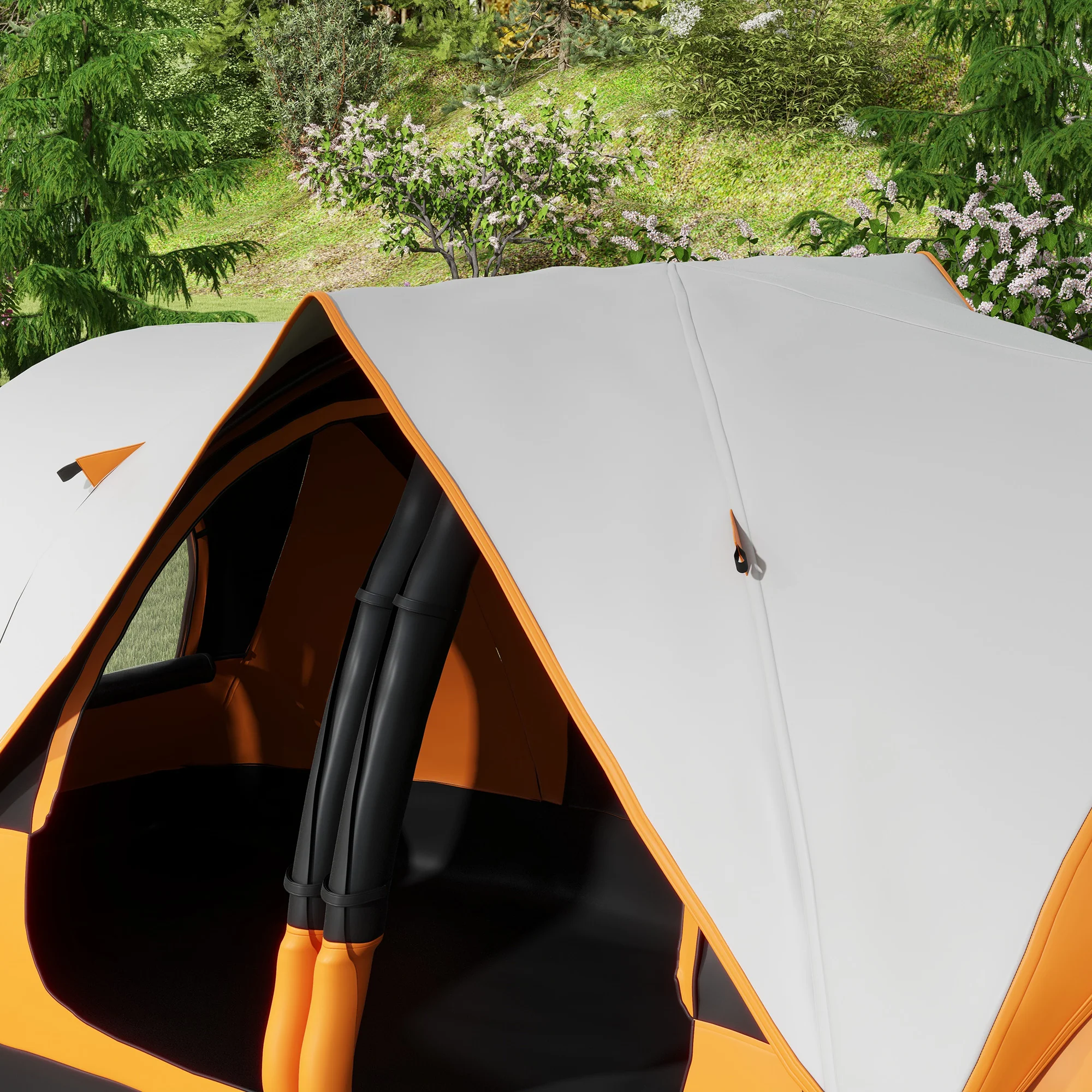 Outsunny 2 Room Camping Tent with Waterproof Rainfly & Screen Panels Orange - Image 18