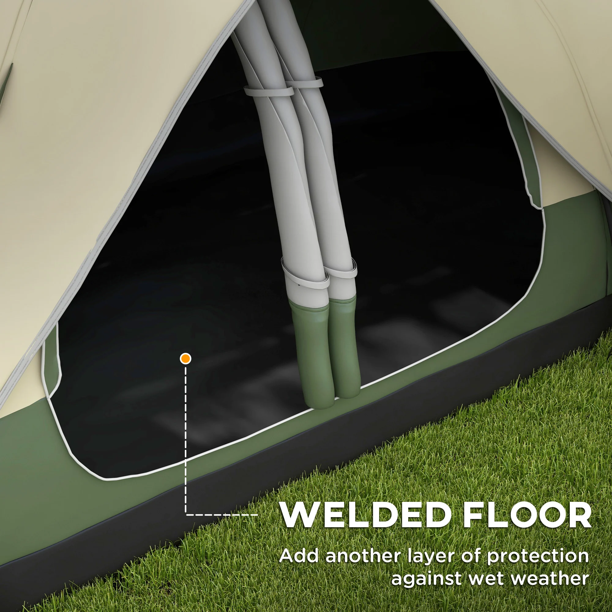 Outsunny 2 Room Camping Tent with Waterproof Rainfly & Screen Panels Orange - Image 6