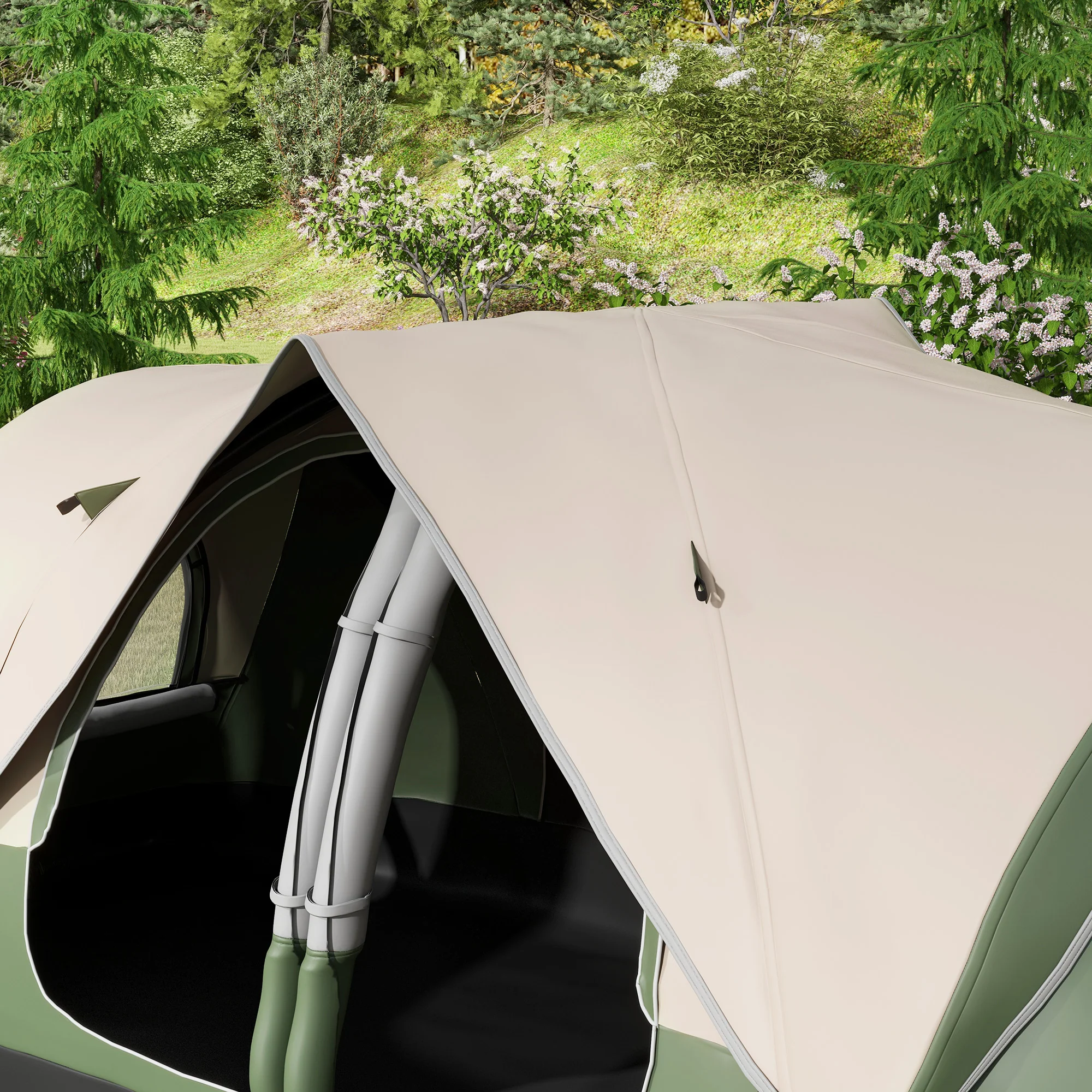 Outsunny 2 Room Camping Tent with Waterproof Rainfly & Screen Panels Orange - Image 9
