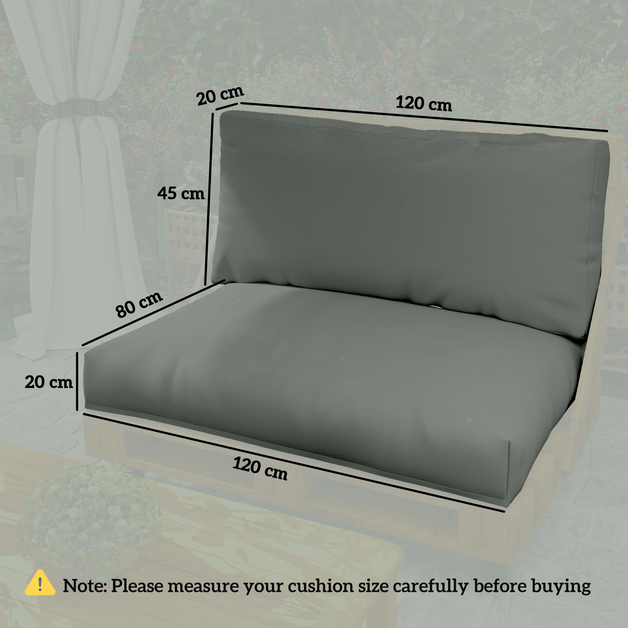 Outsunny 2 Seat Pallet Cushions 20cm Thick Outdoor Seat Pads - Image 14