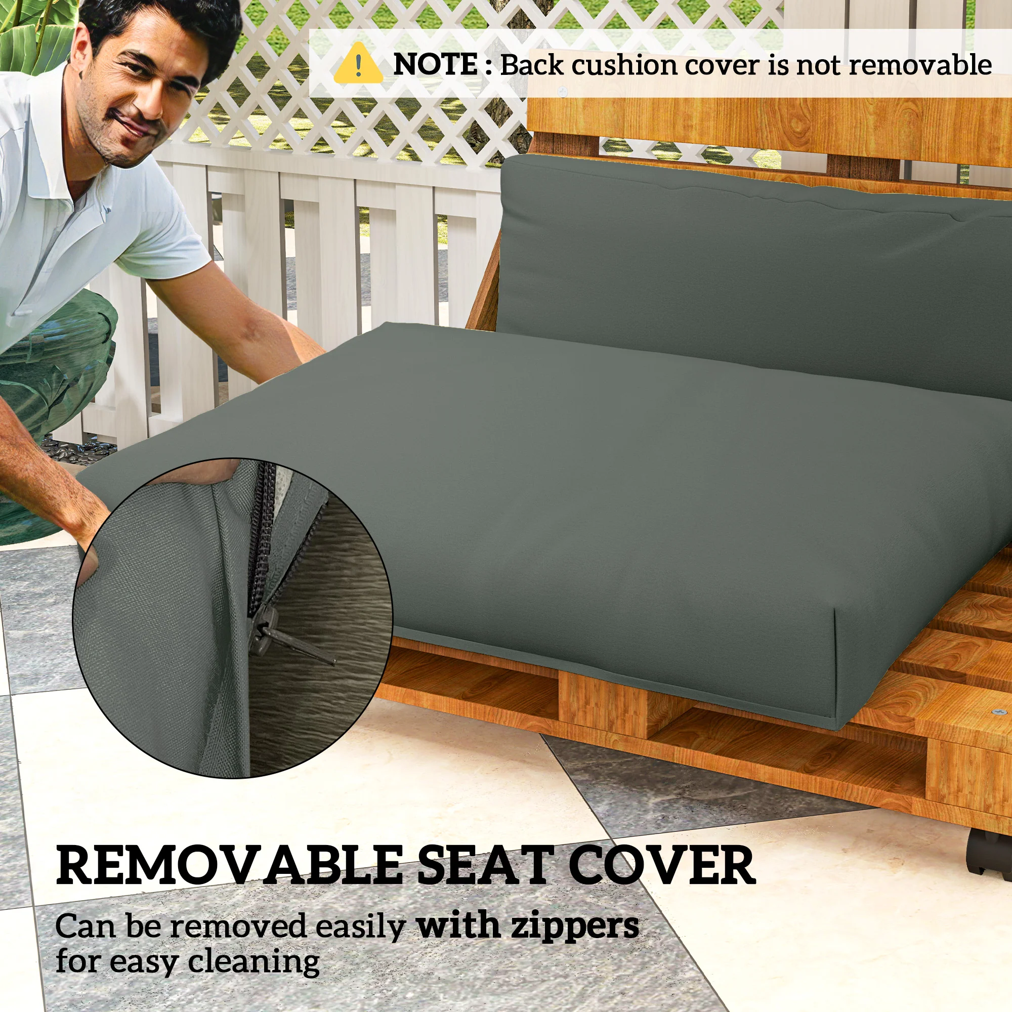 Outsunny 2 Seat Pallet Cushions 20cm Thick Outdoor Seat Pads - Image 15