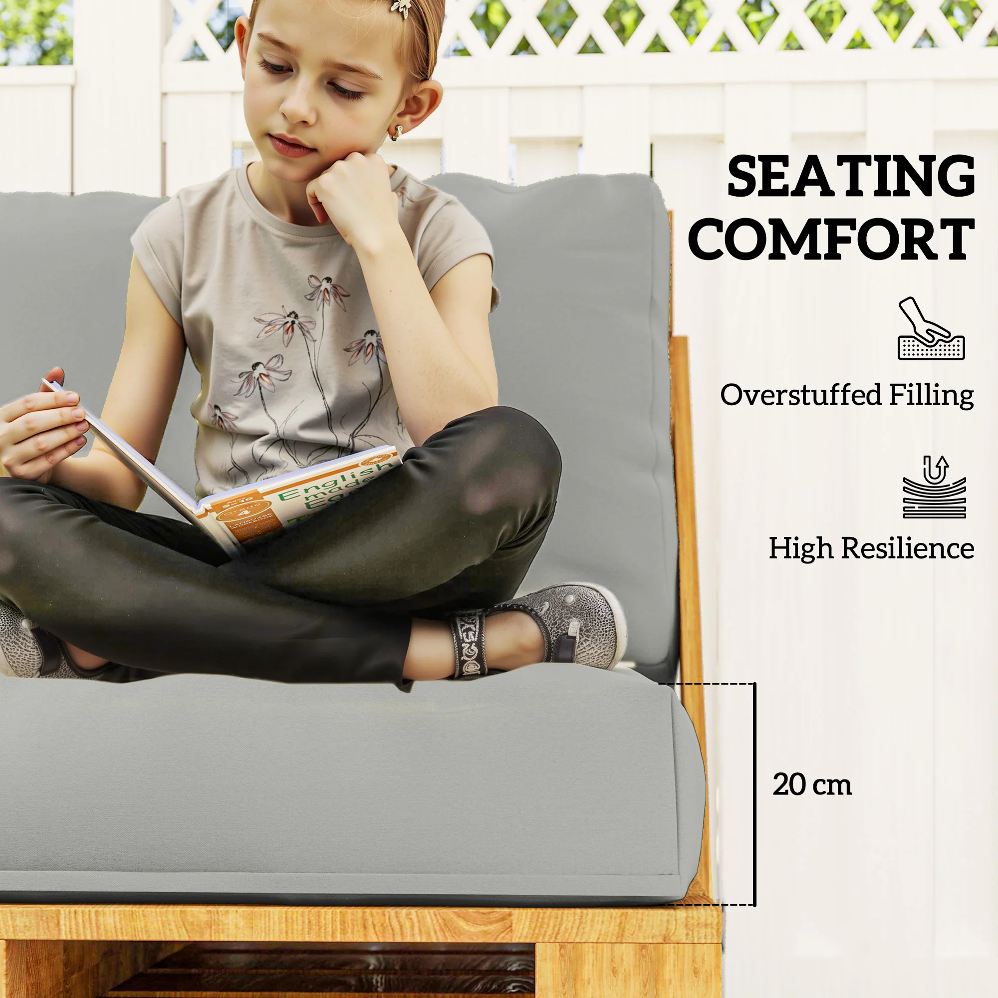 Outsunny 2 Seat Pallet Cushions 20cm Thick Outdoor Seat Pads - Image 21