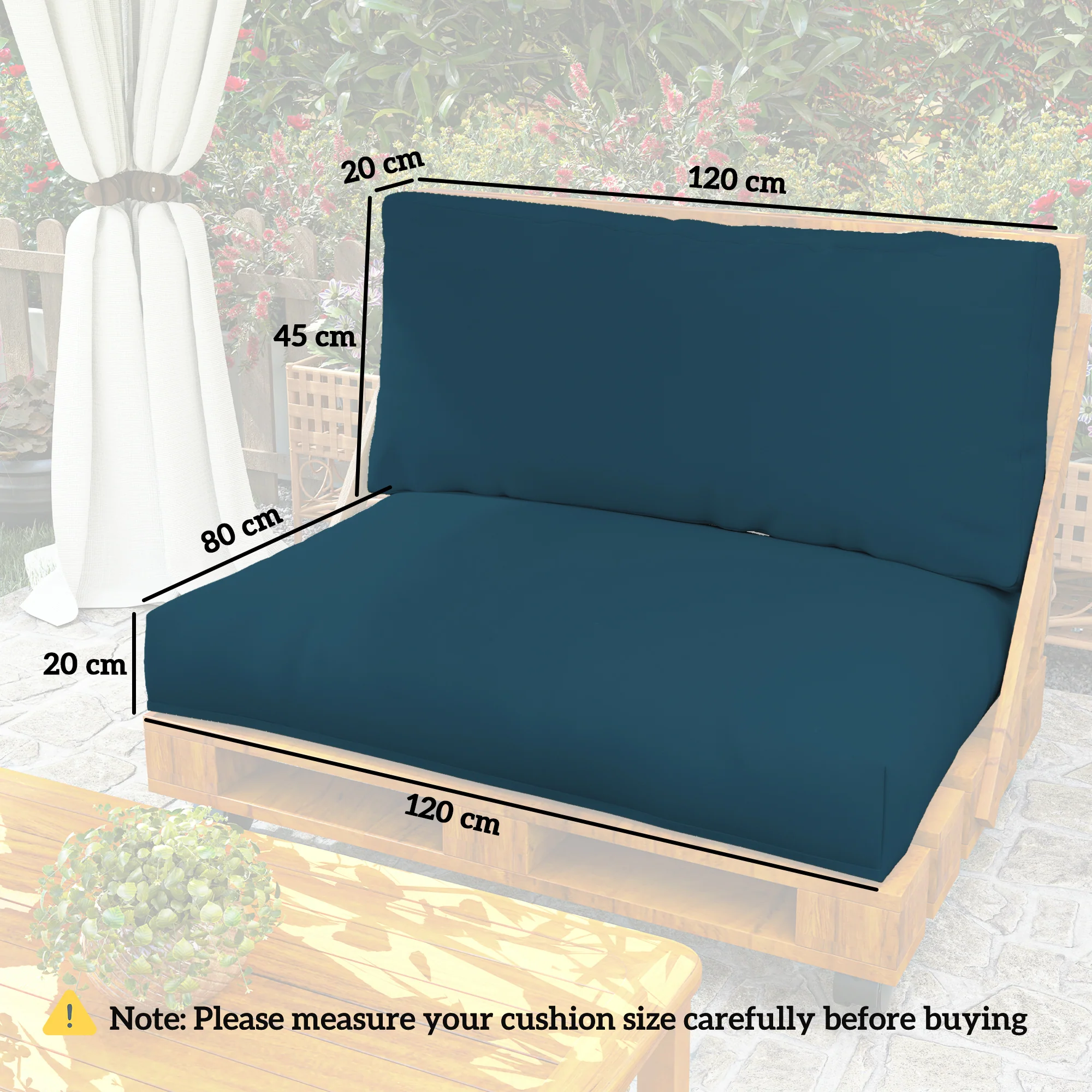 Outsunny 2 Seat Pallet Cushions 20cm Thick Outdoor Seat Pads - Image 32