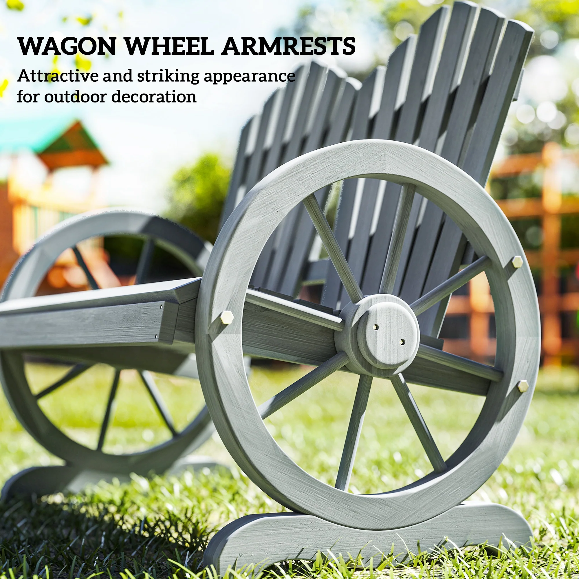 Outsunny 2 Seater Garden Bench w/ Wheel-Shaped Armrests Grey - Image 7