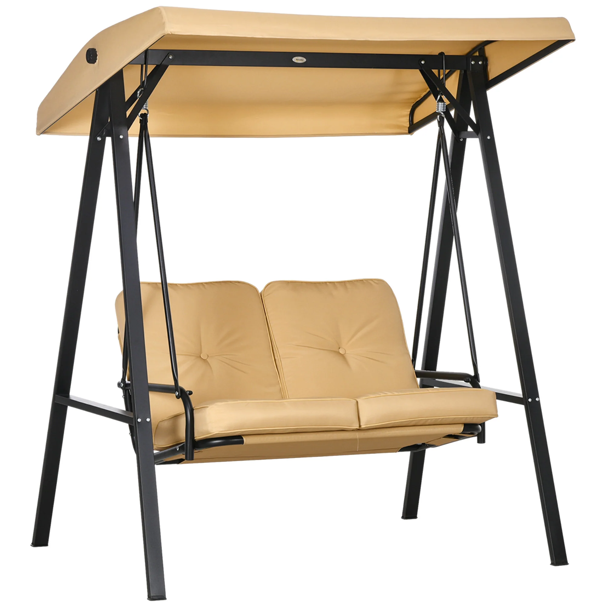 Outsunny 2 Seater Garden Outdoor Swing Chair Hammock W/ Adjustable Canopy