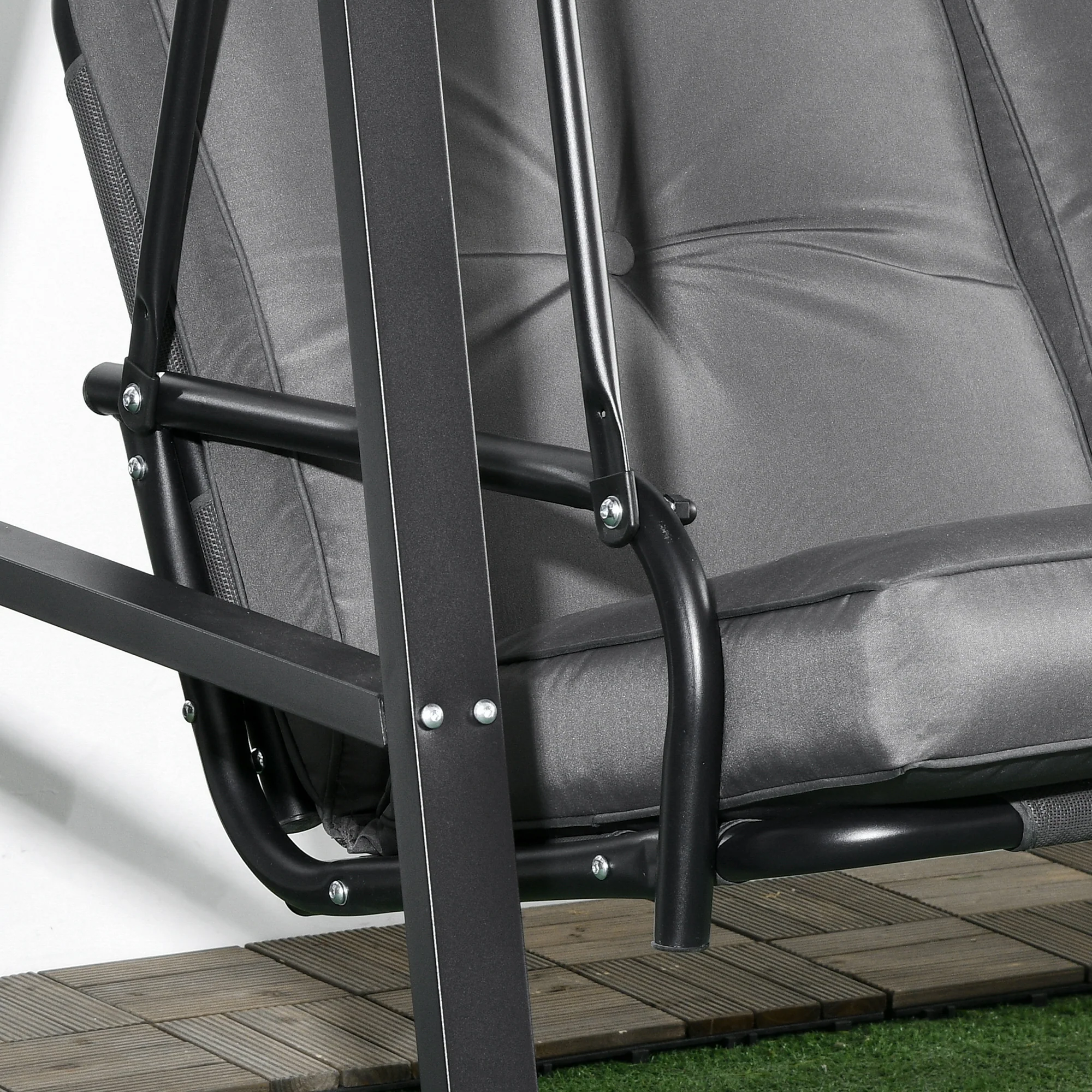 Outsunny 2 Seater Garden Outdoor Swing Chair Hammock w/ Adjustable Canopy - Image 9