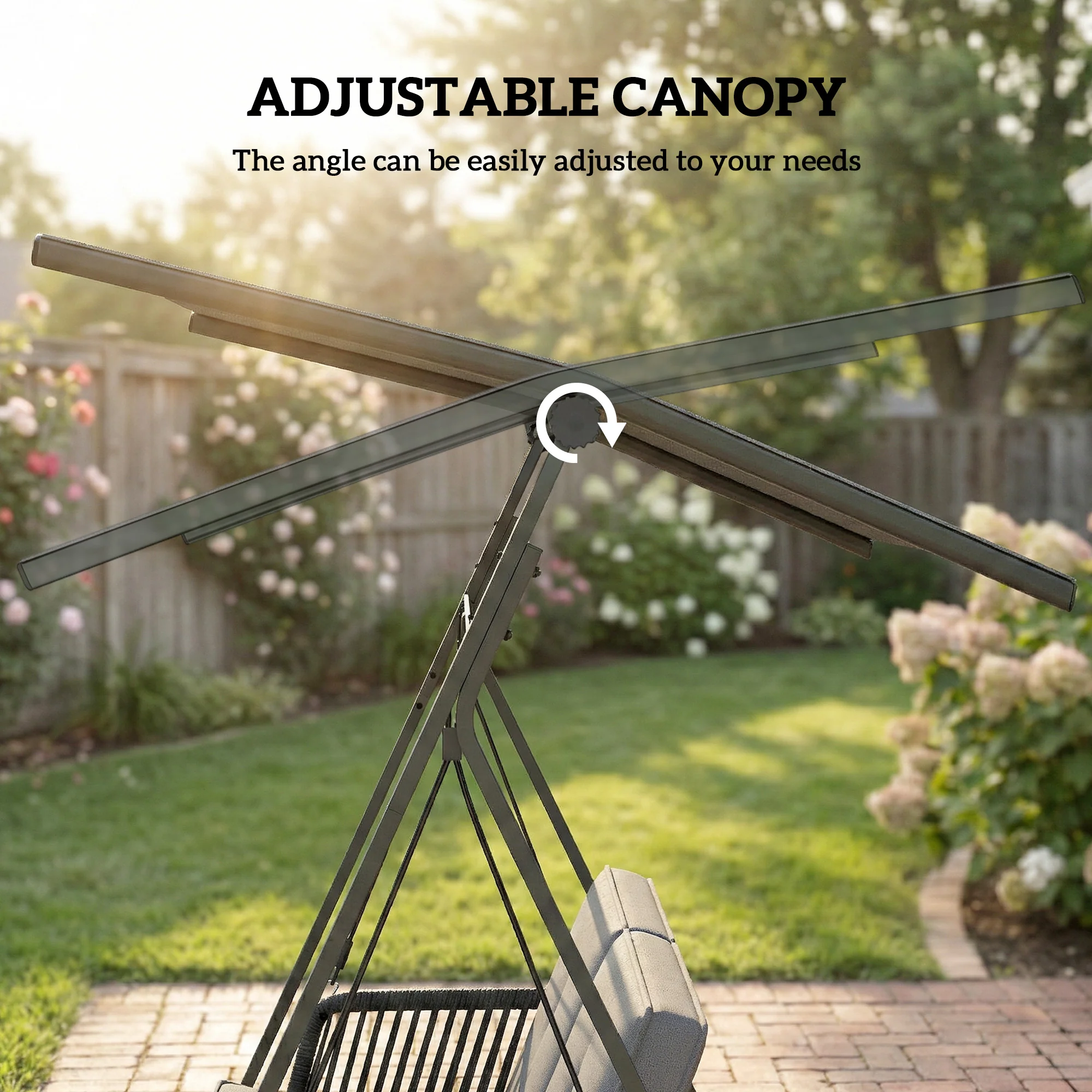 Outsunny 2-Seater Rattan Swing Chair, Outdoor Garden Hanging Swing Seat - Image 4