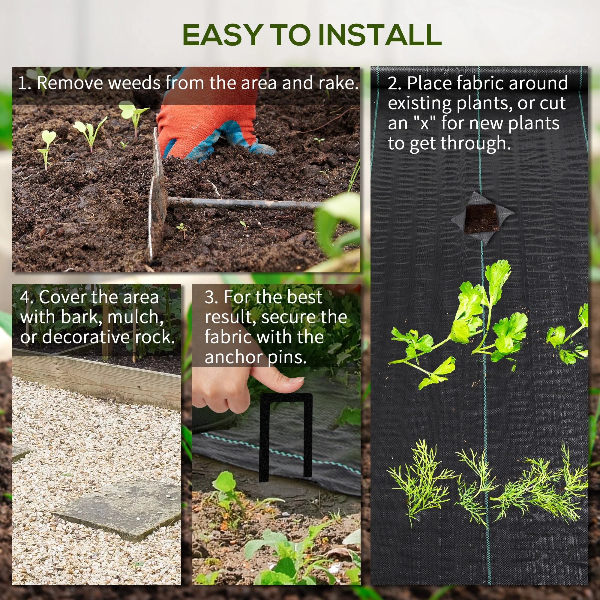 Outsunny 2 X 100m Weed Membrane, Heavy Duty Weed Control Membrane - Image 4