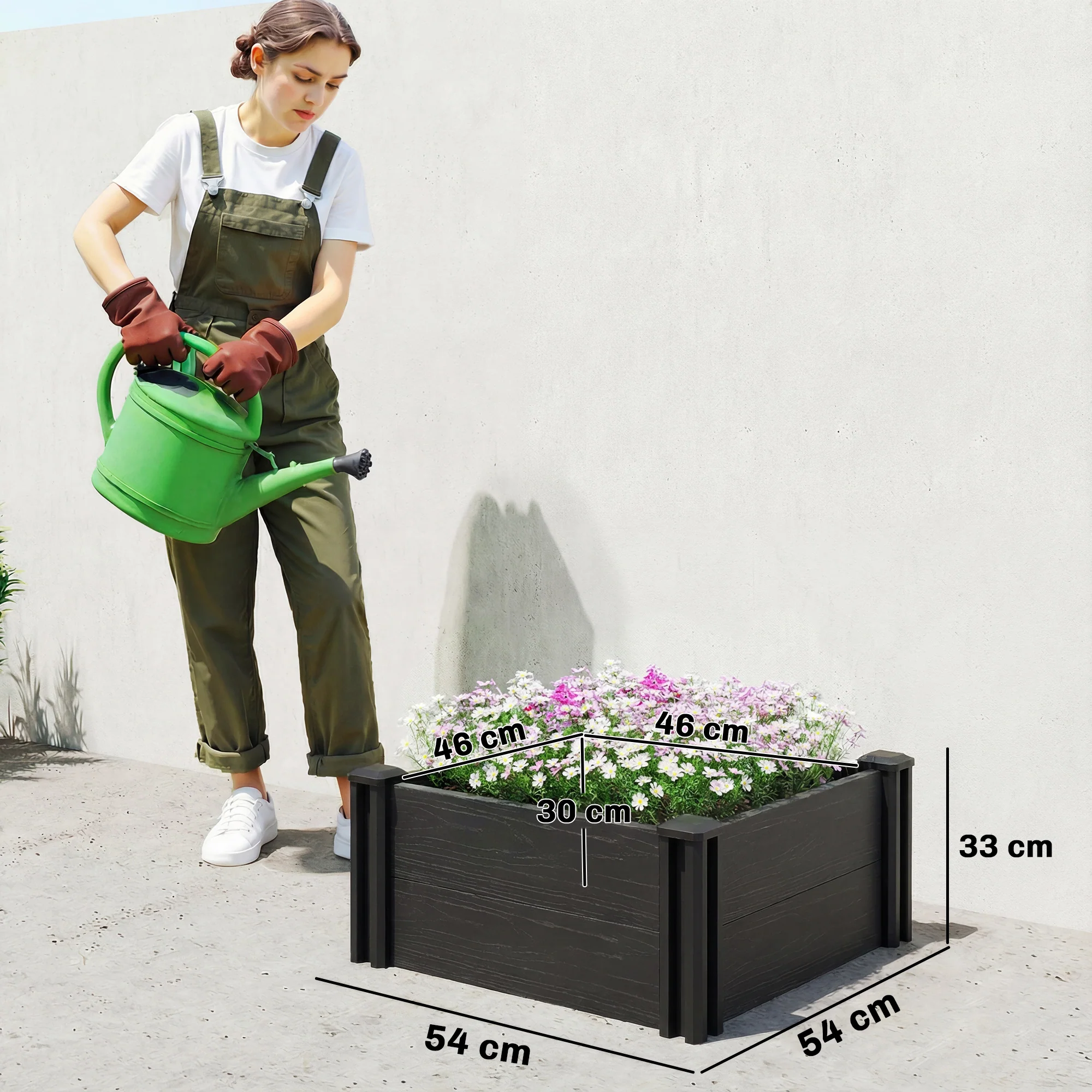 Outsunny 2 x 2 x 1ft Vinyl Raised Garden Bed Kit, Dark Grey - Image 3