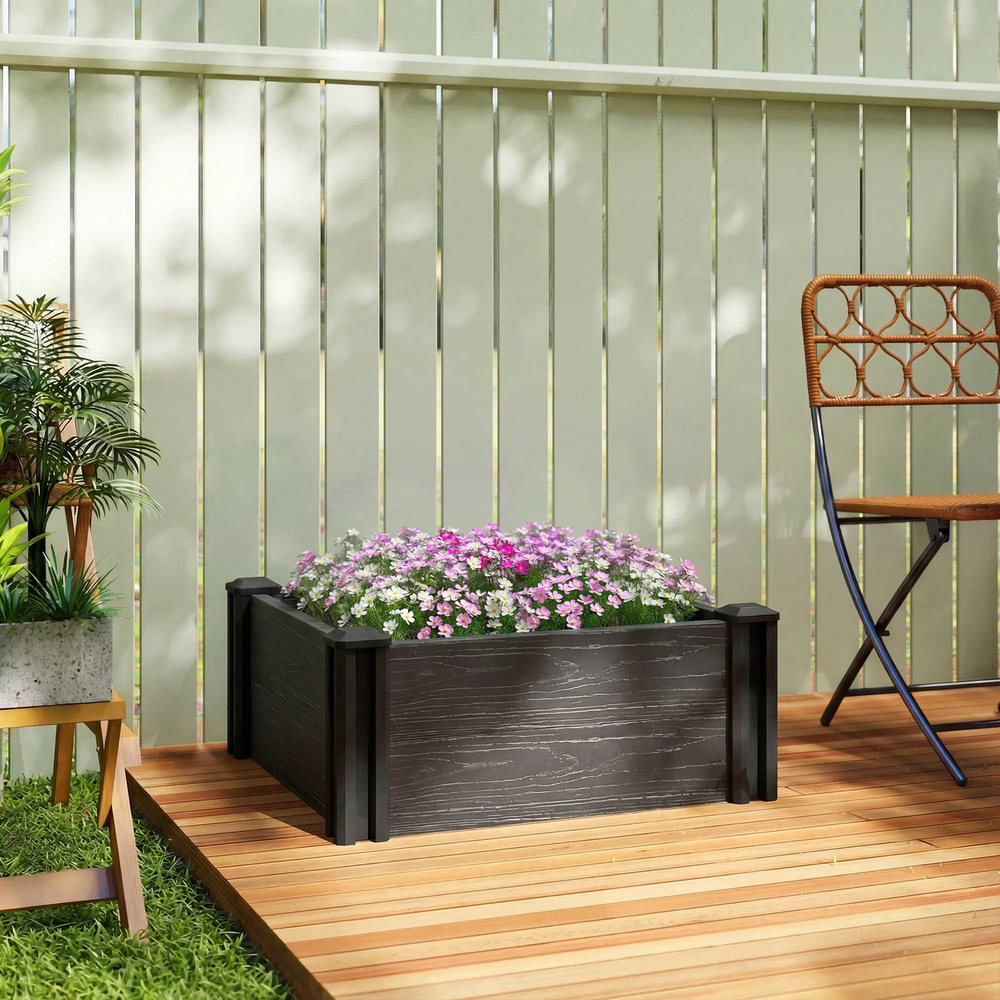 Outsunny 2 x 2 x 1ft Vinyl Raised Garden Bed Kit, Dark Grey - Image 7