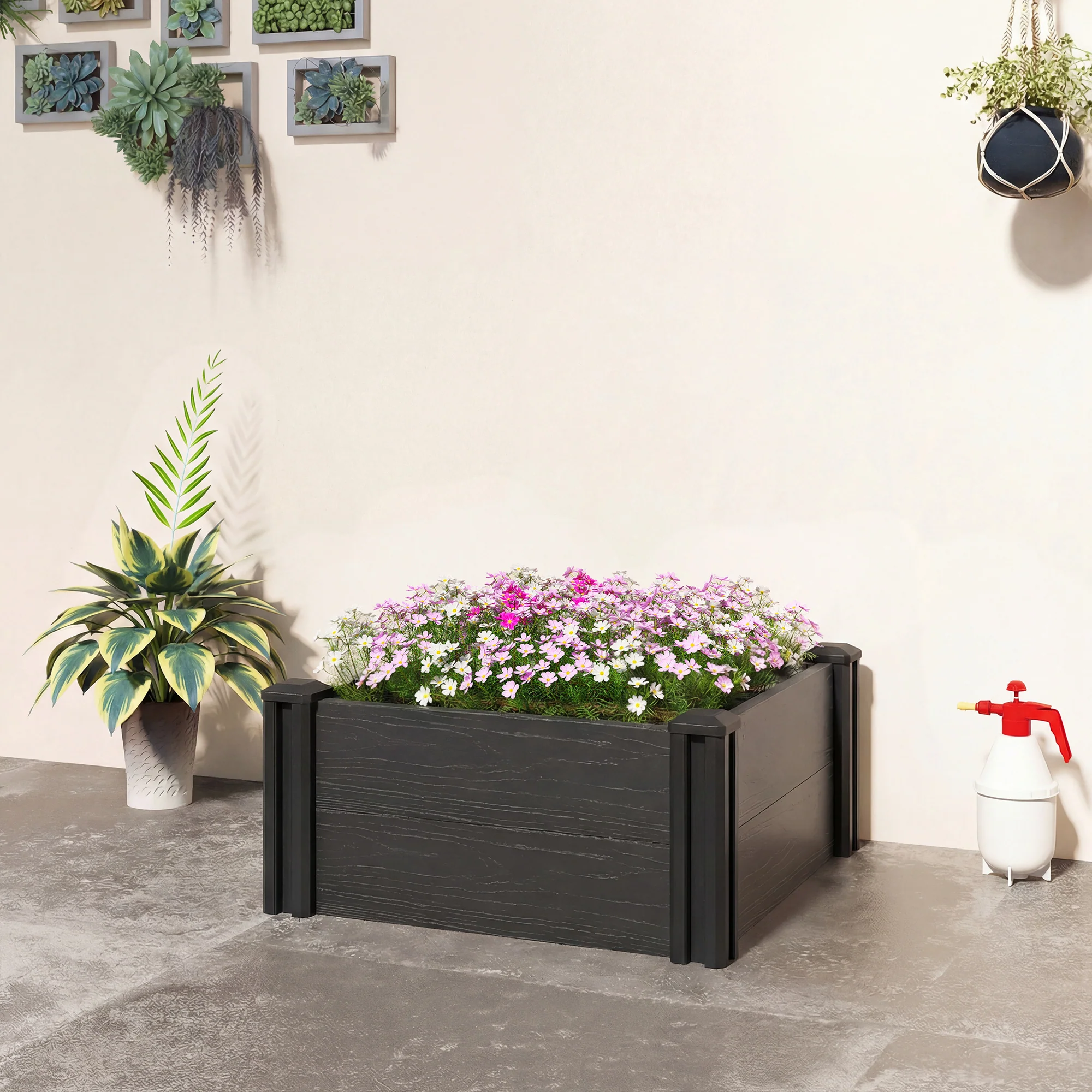 Outsunny 2 x 2 x 1ft Vinyl Raised Garden Bed Kit, Dark Grey - Image 8