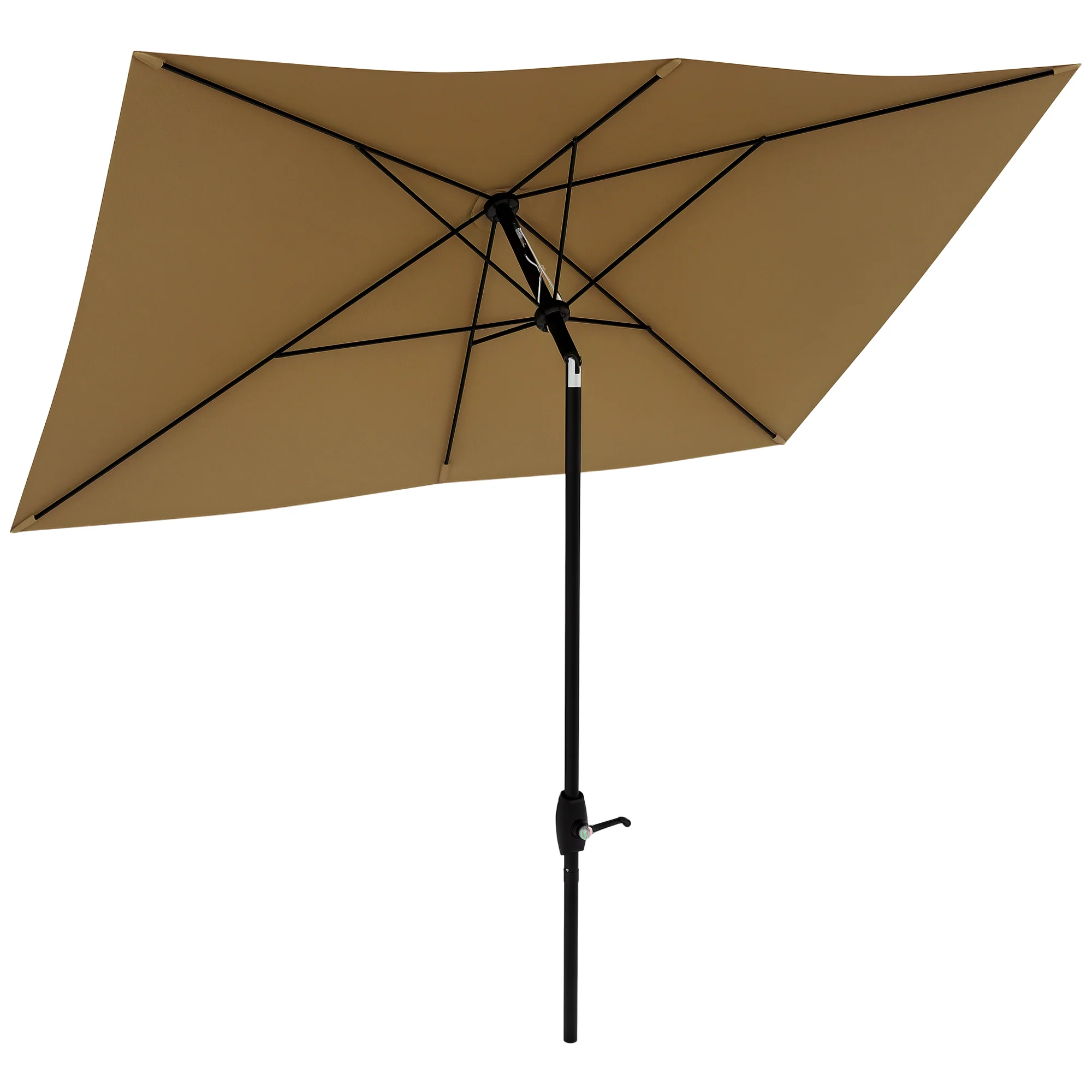 Outsunny 2 X 3(m) Garden Parasol Rectangular Market Umbrella W/ Crank - Brown/Beige/Black/Grey - Image 10