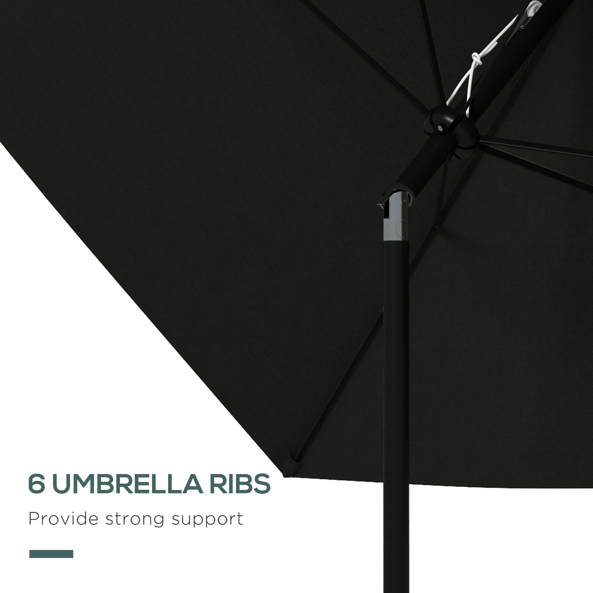 Outsunny 2 X 3(m) Garden Parasol Rectangular Market Umbrella W/ Crank - Brown/Beige/Black/Grey - Image 23