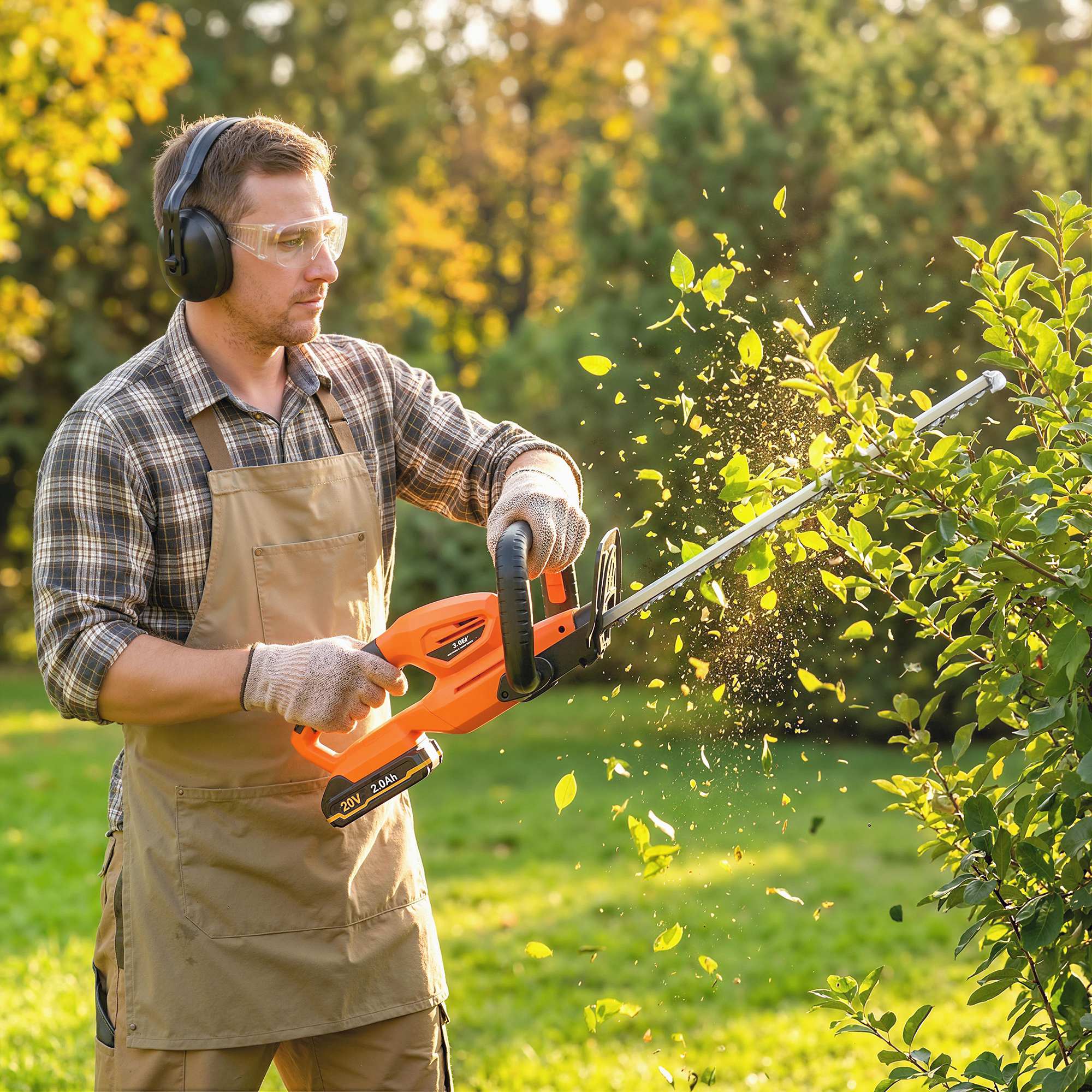 Outsunny 20" Cordless Hedge Trimmer with Dual Action Head, 2000mAh Battery - Image 2