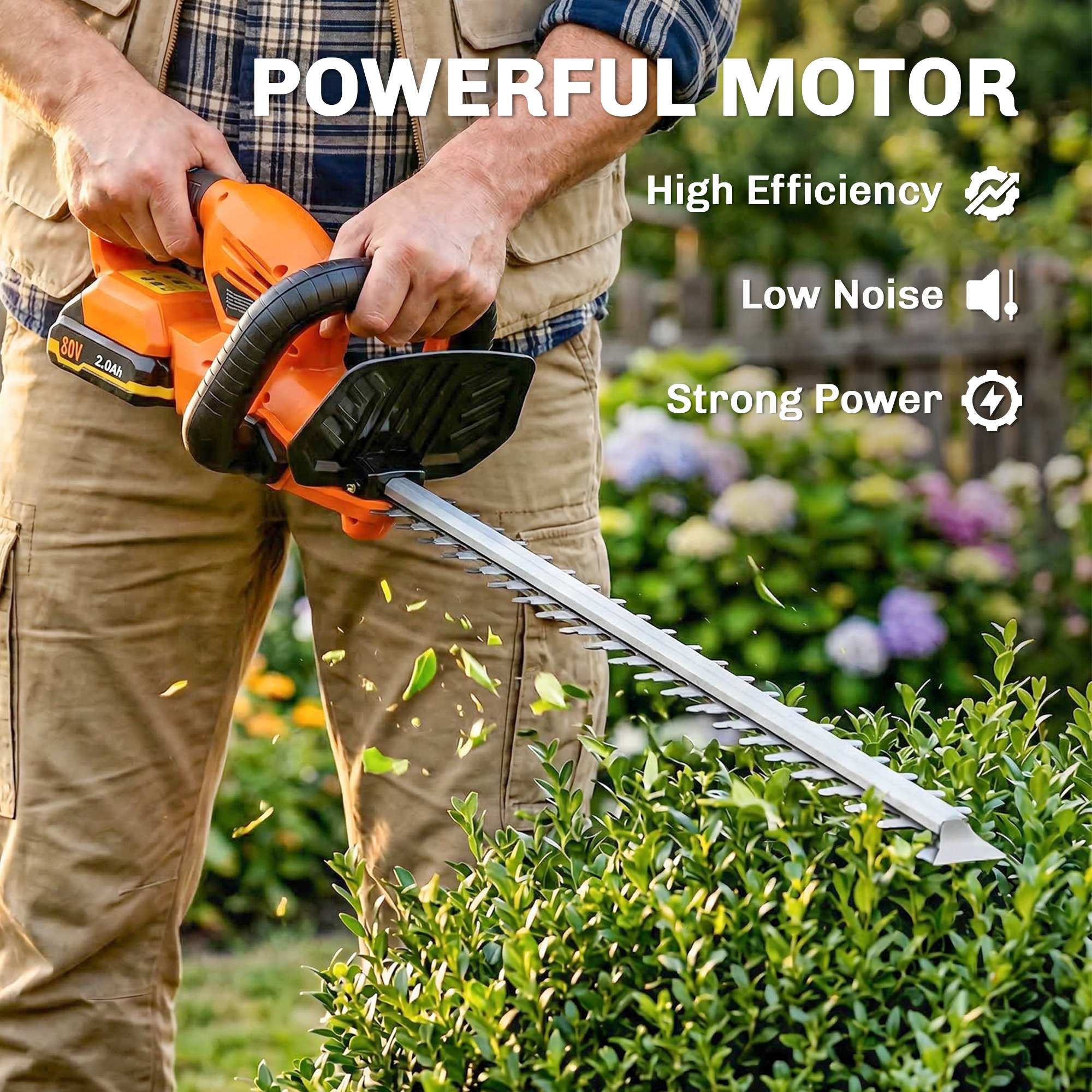Outsunny 20" Cordless Hedge Trimmer with Dual Action Head, 2000mAh Battery - Image 3