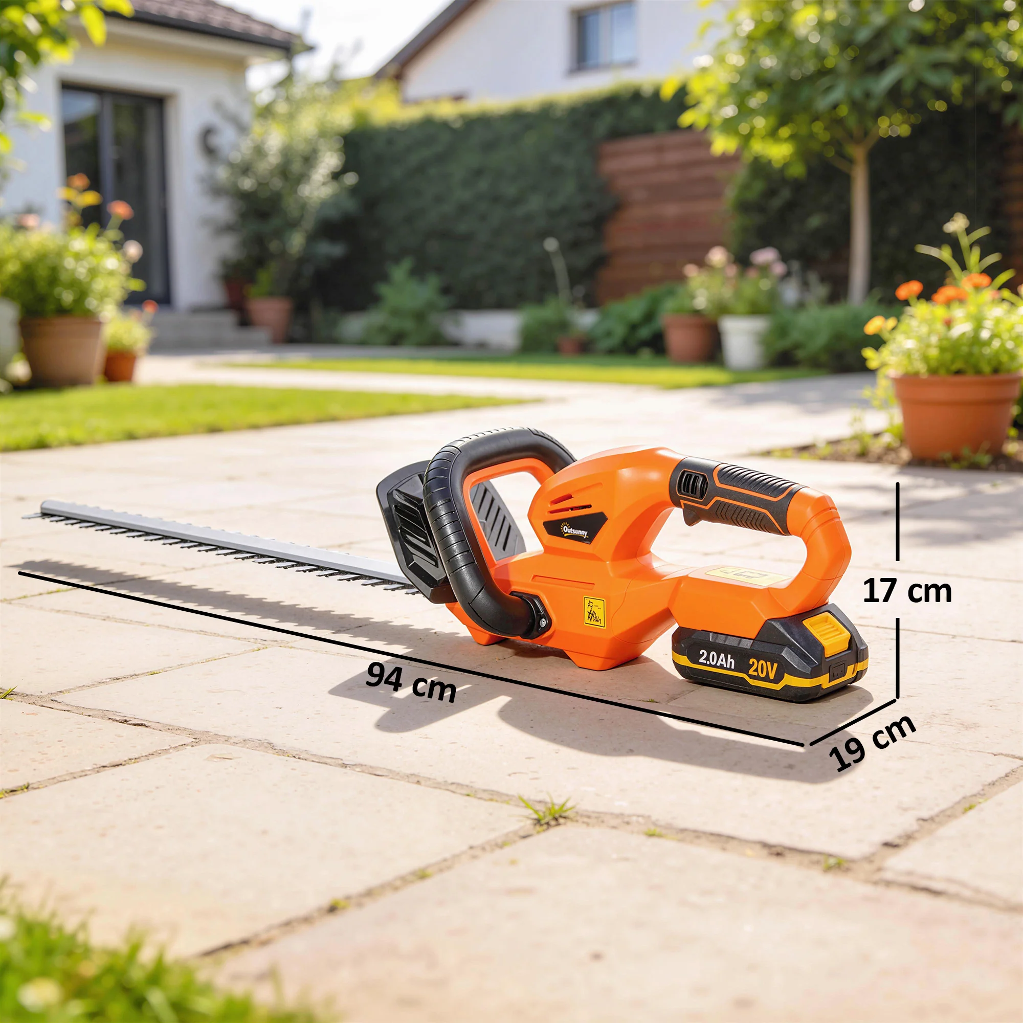 Outsunny 20" Cordless Hedge Trimmer with Dual Action Head, 2000mAh Battery - Image 5