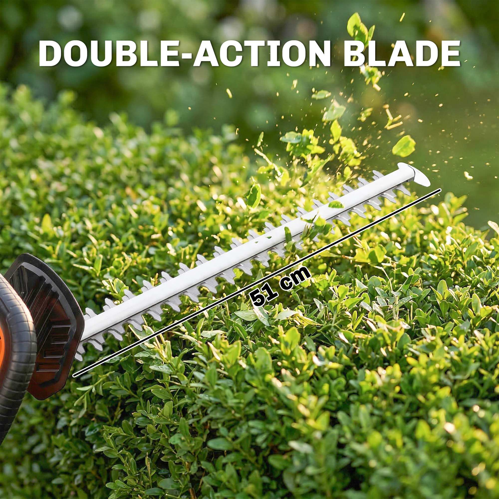 Outsunny 20" Cordless Hedge Trimmer with Dual Action Head, 2000mAh Battery - Image 6