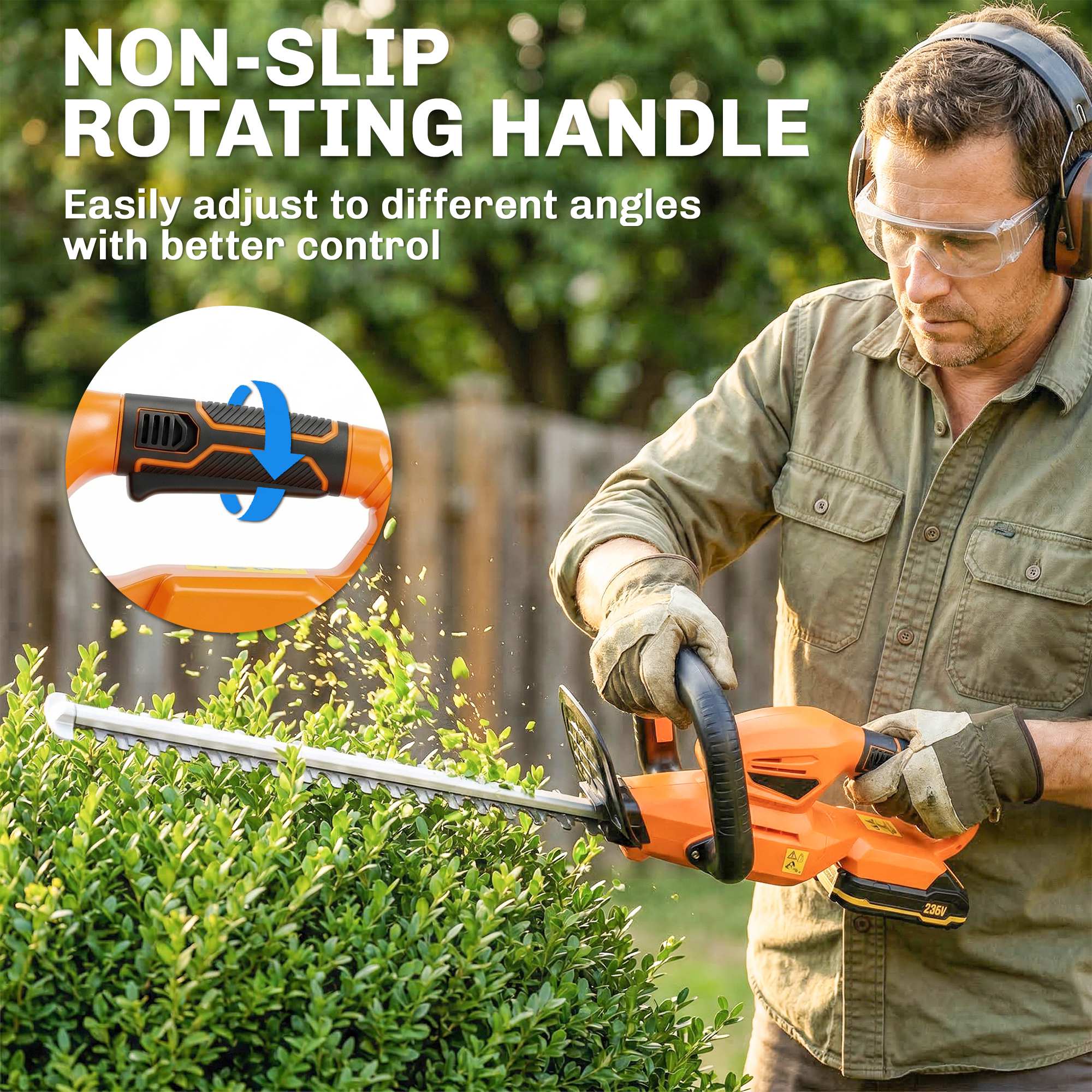 Outsunny 20" Cordless Hedge Trimmer with Dual Action Head, 2000mAh Battery - Image 7