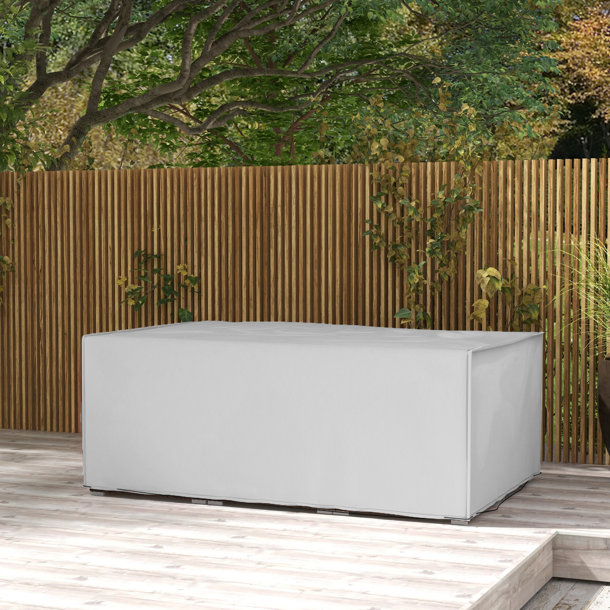 Outsunny 210x140x80cm UV Rain Protective Cover for Garden Rattan Furniture Grey - Image 2