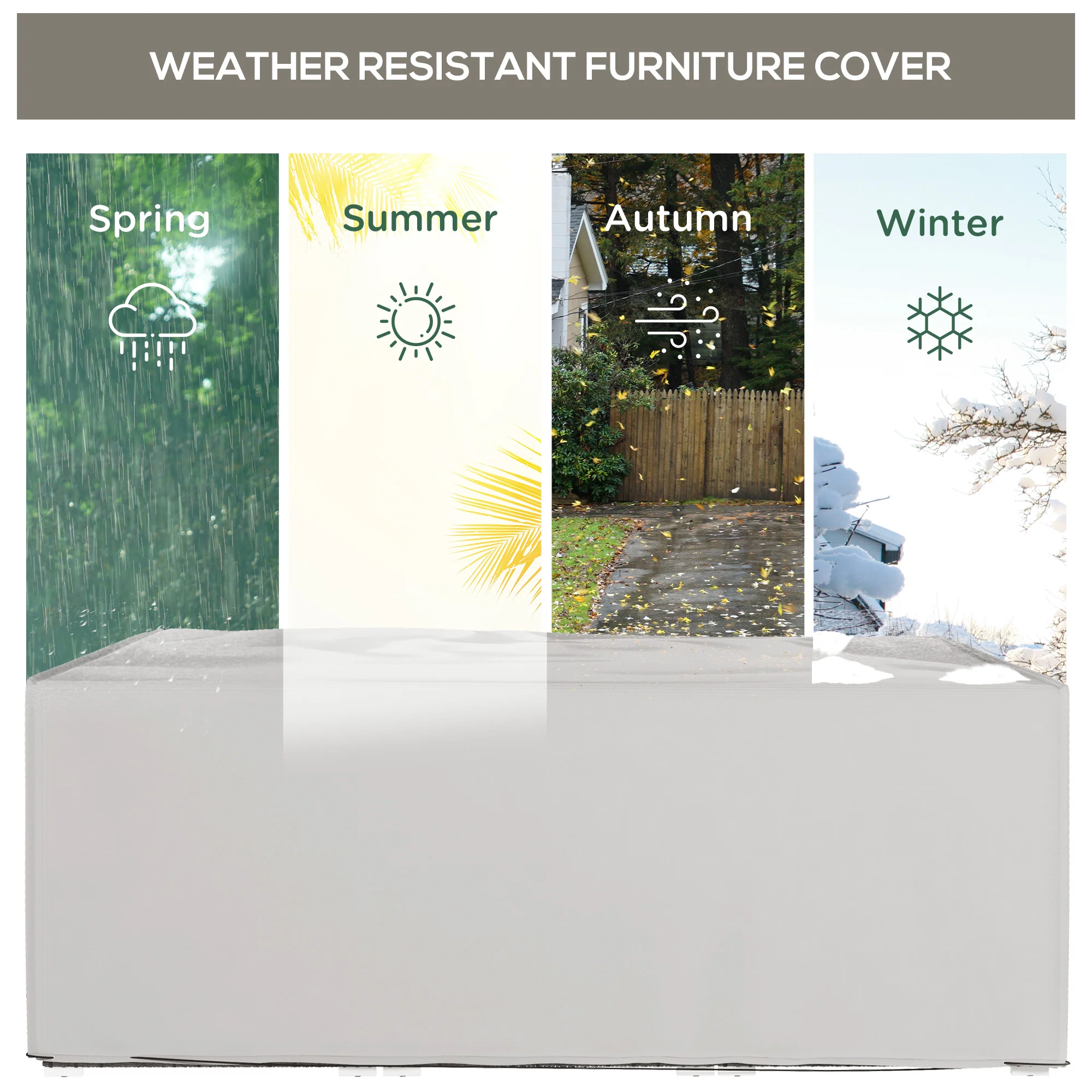 Outsunny 210x140x80cm UV Rain Protective Cover for Garden Rattan Furniture Grey - Image 6