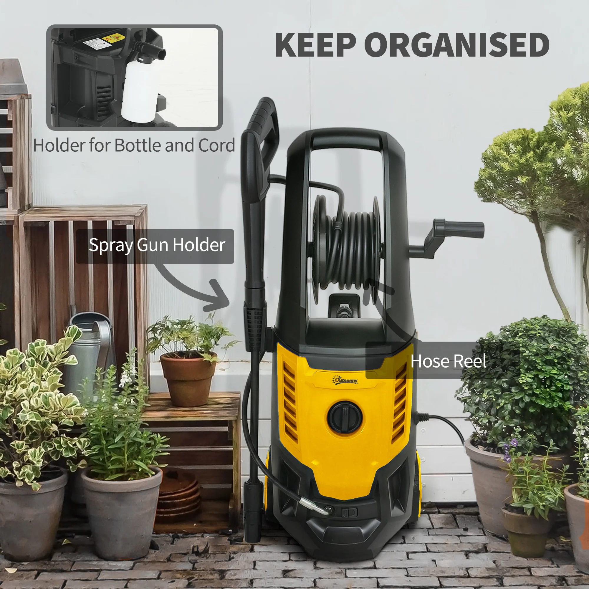 Outsunny 2200W Power Washer 170 Bar Pressure With Adjustable Nozzle - Image 7