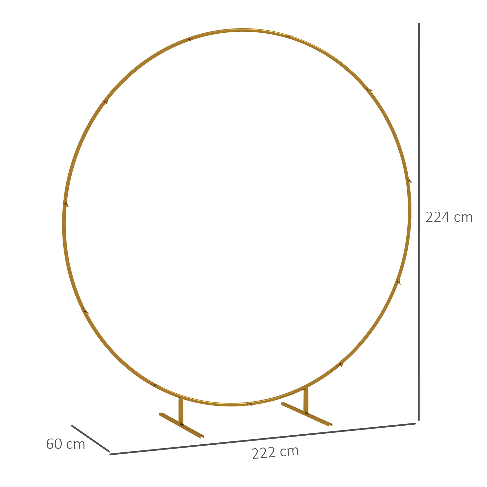 Outsunny 222cm Gold Tone Wedding Arch Round Backdrop Stand for Birthday Party - Image 3