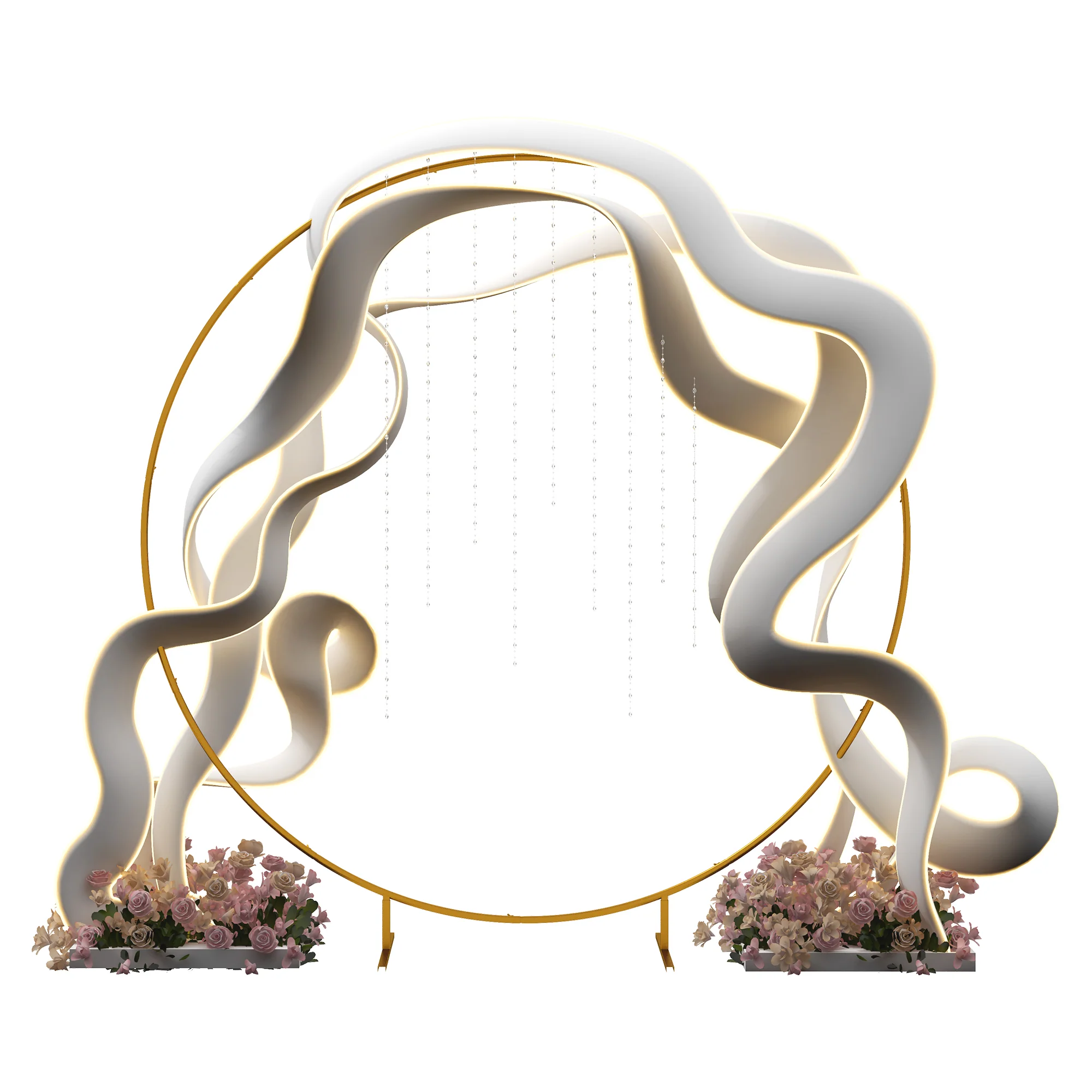 Outsunny 222cm Gold Tone Wedding Arch Round Backdrop Stand for Birthday Party - Image 9