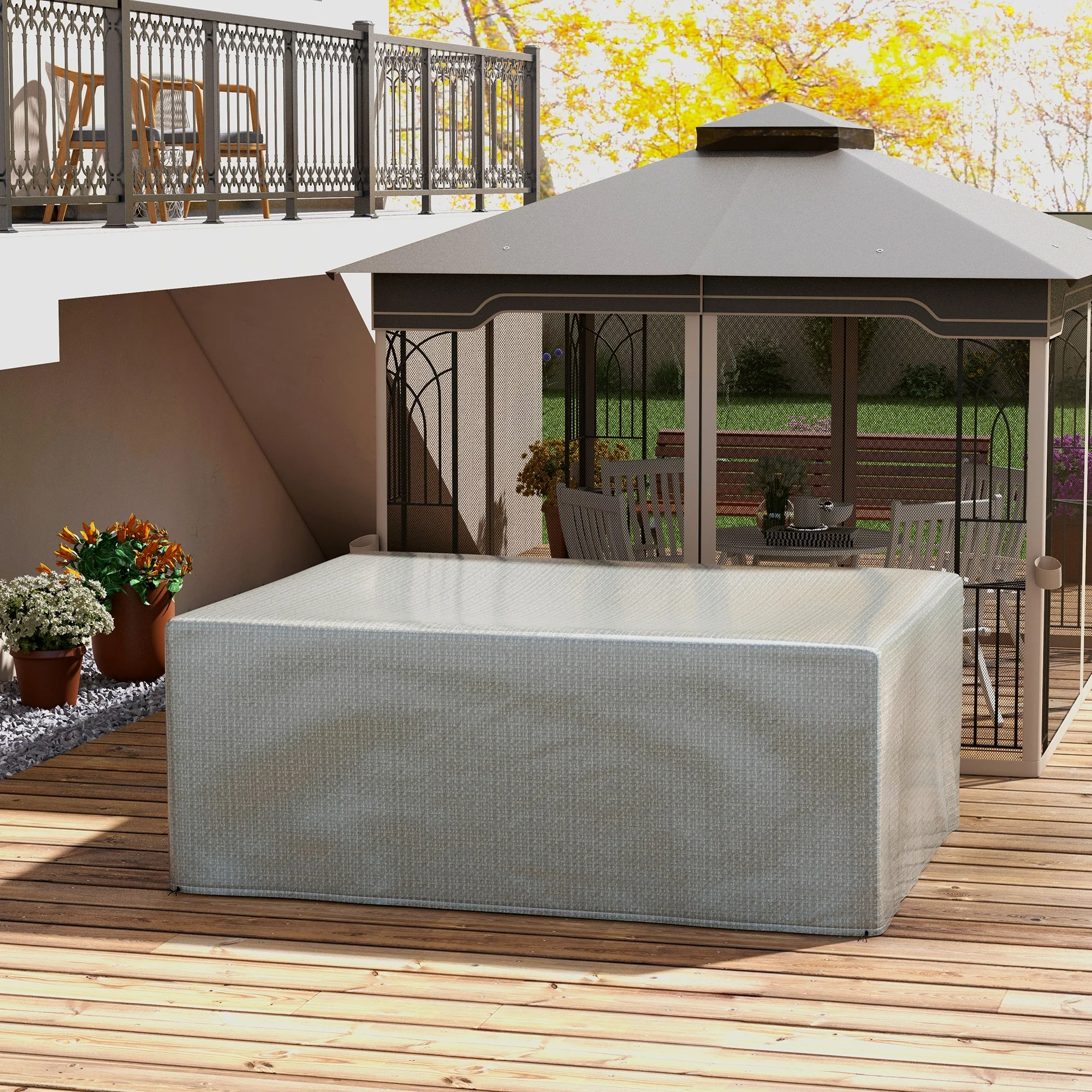 Outsunny 235x190x90cm Large Patio Set Outdoor Garden Furniture Cover Grey - Image 2