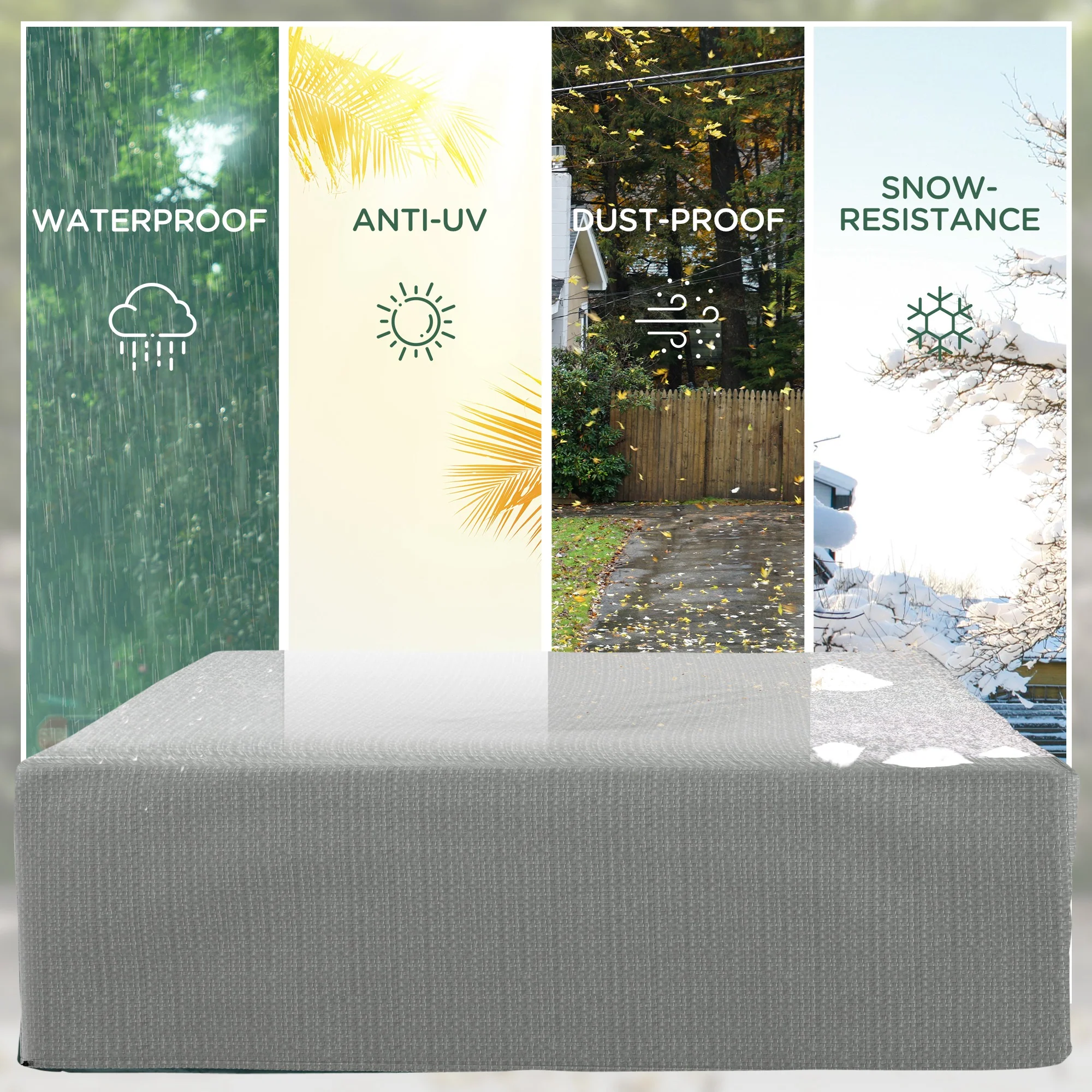 Outsunny 235x190x90cm Large Patio Set Outdoor Garden Furniture Cover Grey - Image 3