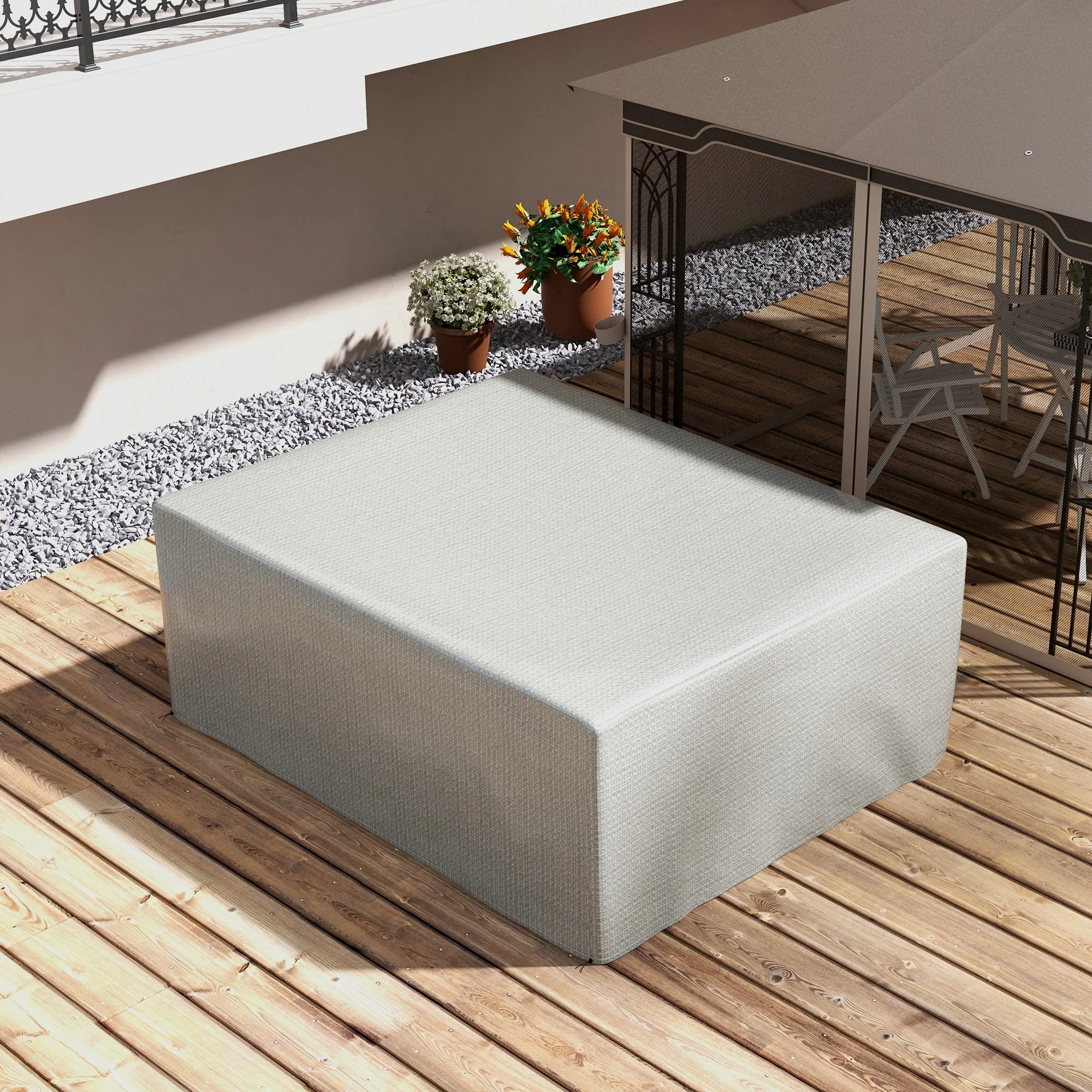 Outsunny 235x190x90cm Large Patio Set Outdoor Garden Furniture Cover Grey - Image 8