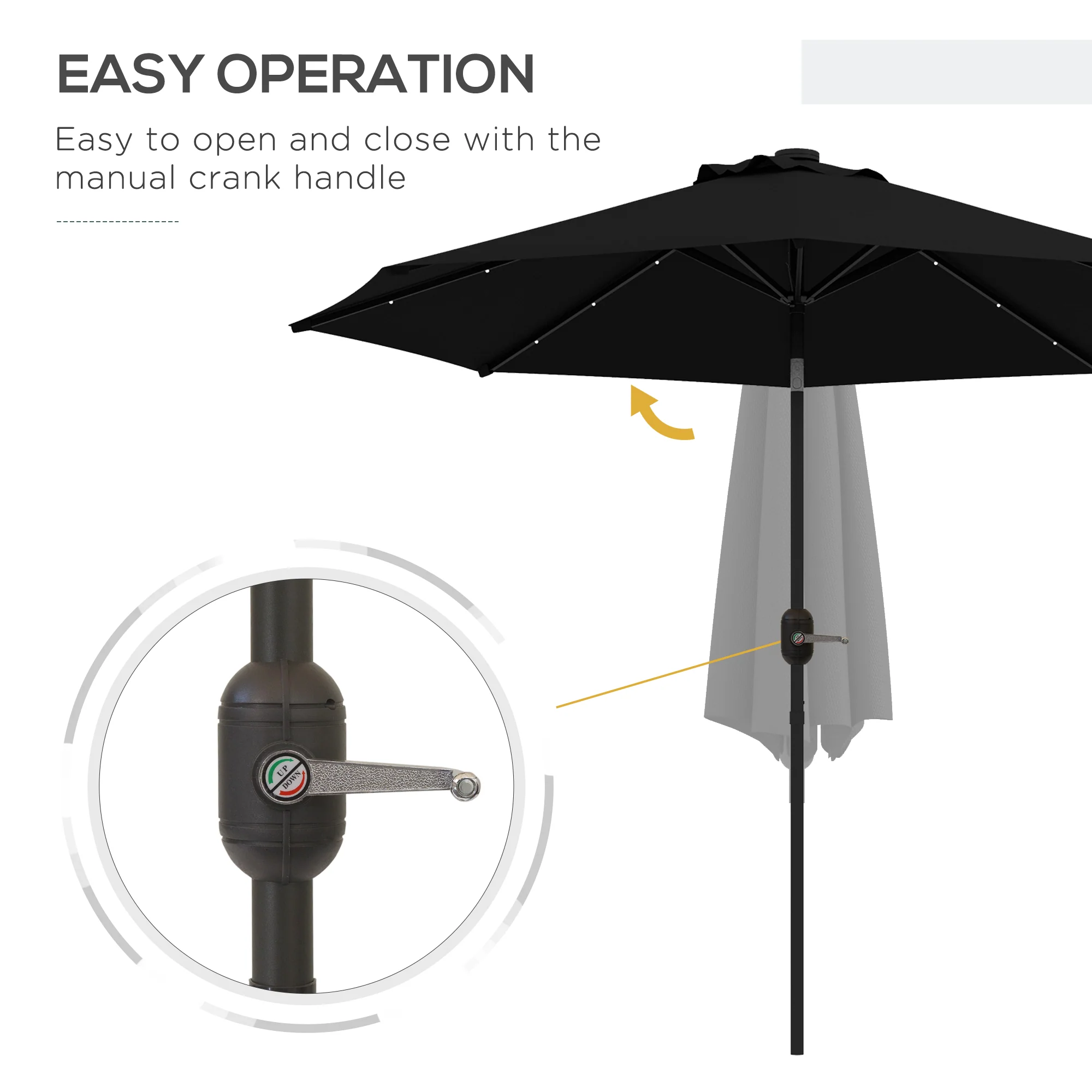 Outsunny 24 LED Solar Powered Parasol Umbrella Garden Tilt Outdoor String Light - Image 7