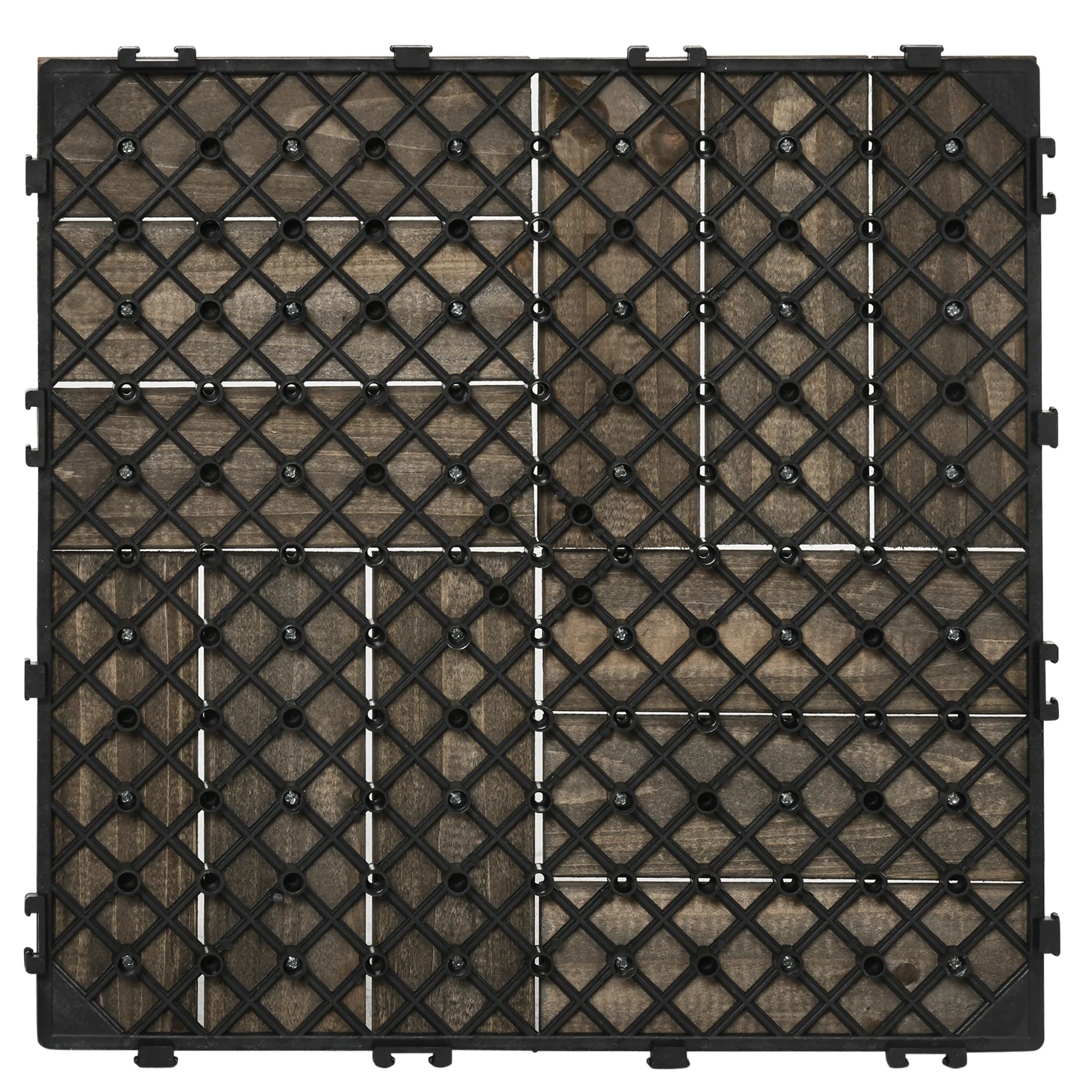 Outsunny 27 Pcs Wooden Decking Tiles, 30x30cm Decking Boards, 2.5, Grey - Image 6