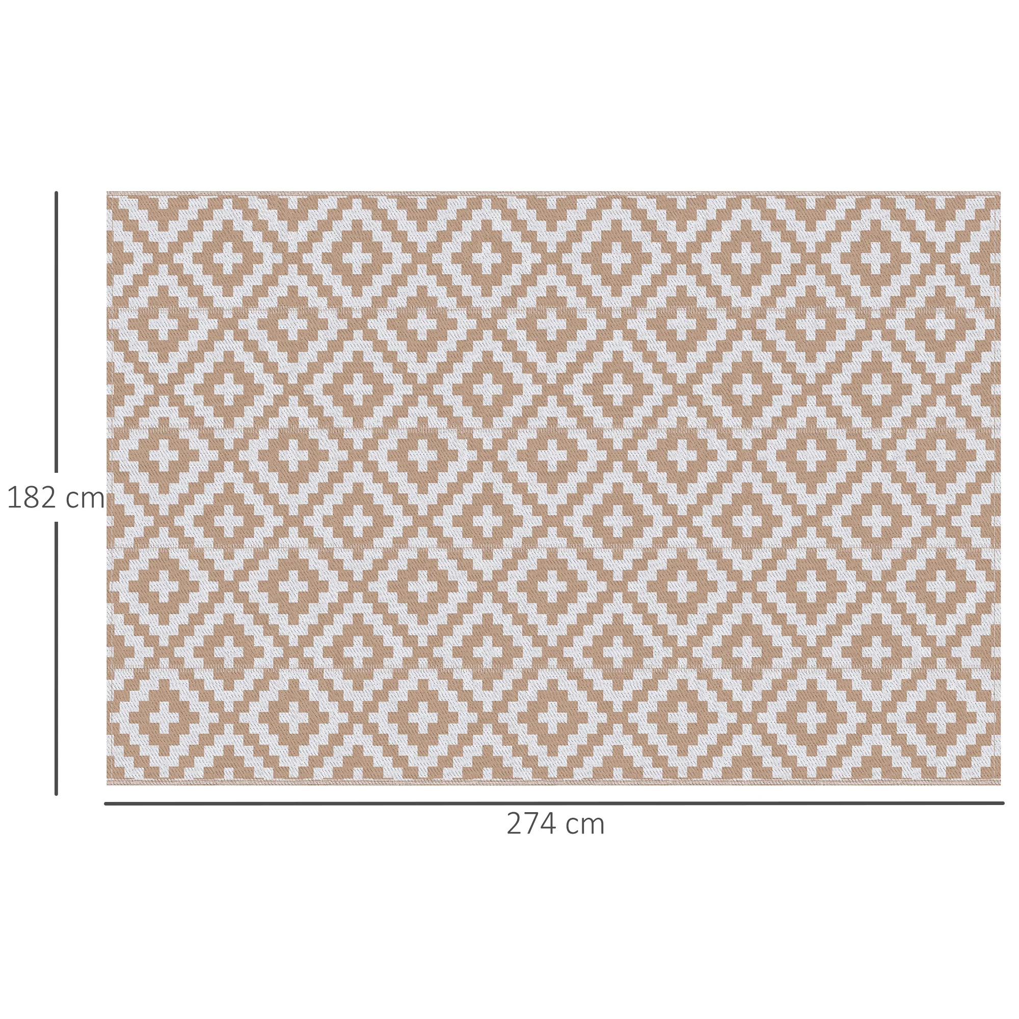 Outsunny 274 X 182 Cm Reversible Outdoor RV Rug Floor Mat, Coffee And White - Image 3